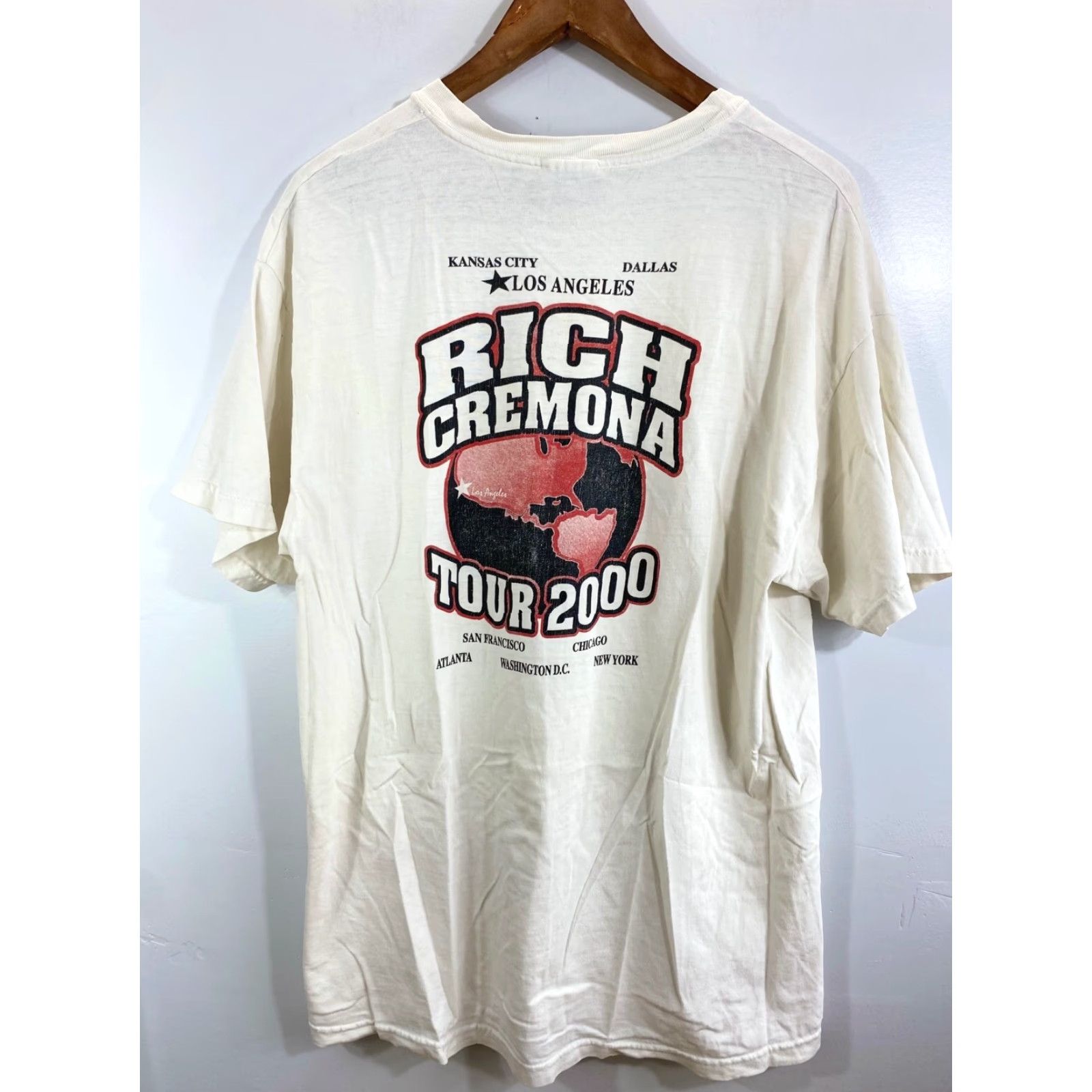 Hanes VINTAGE Hanes Beefy Mens Rich Cremona Tour 2000 White Size Large Distress T-Shirt Short Sleeve Men Regular Solid 1123 Size US L / EU 52-54 / 3 - 3 Thumbnail