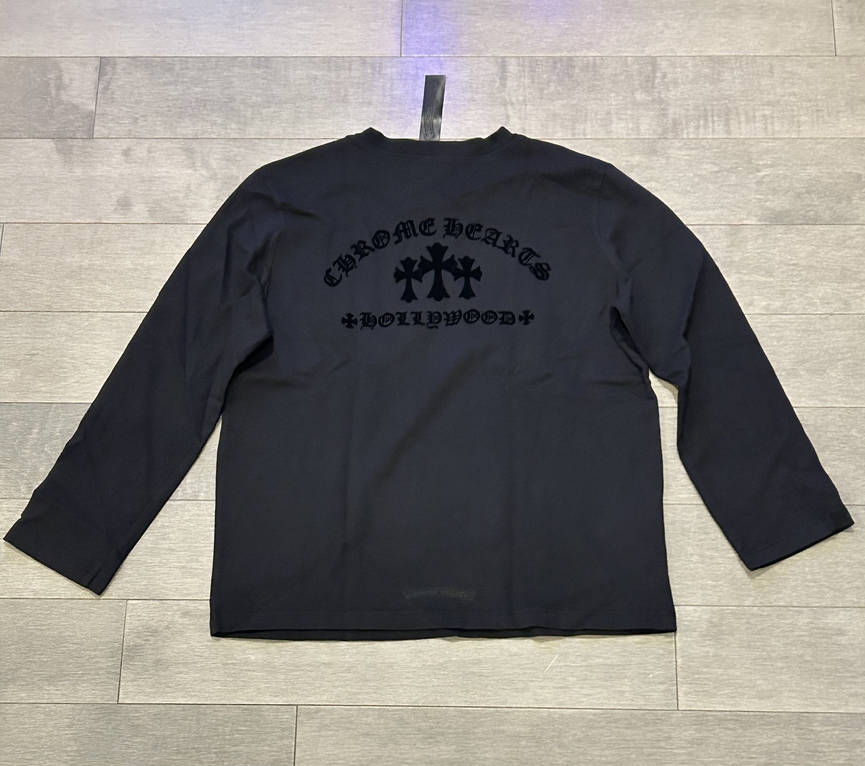 Chrome Hearts Chrome Hearts Flocked CH Hollywood Triple Cross LS Tee Size M / US 6-8 / IT 42-44 - 3 Thumbnail