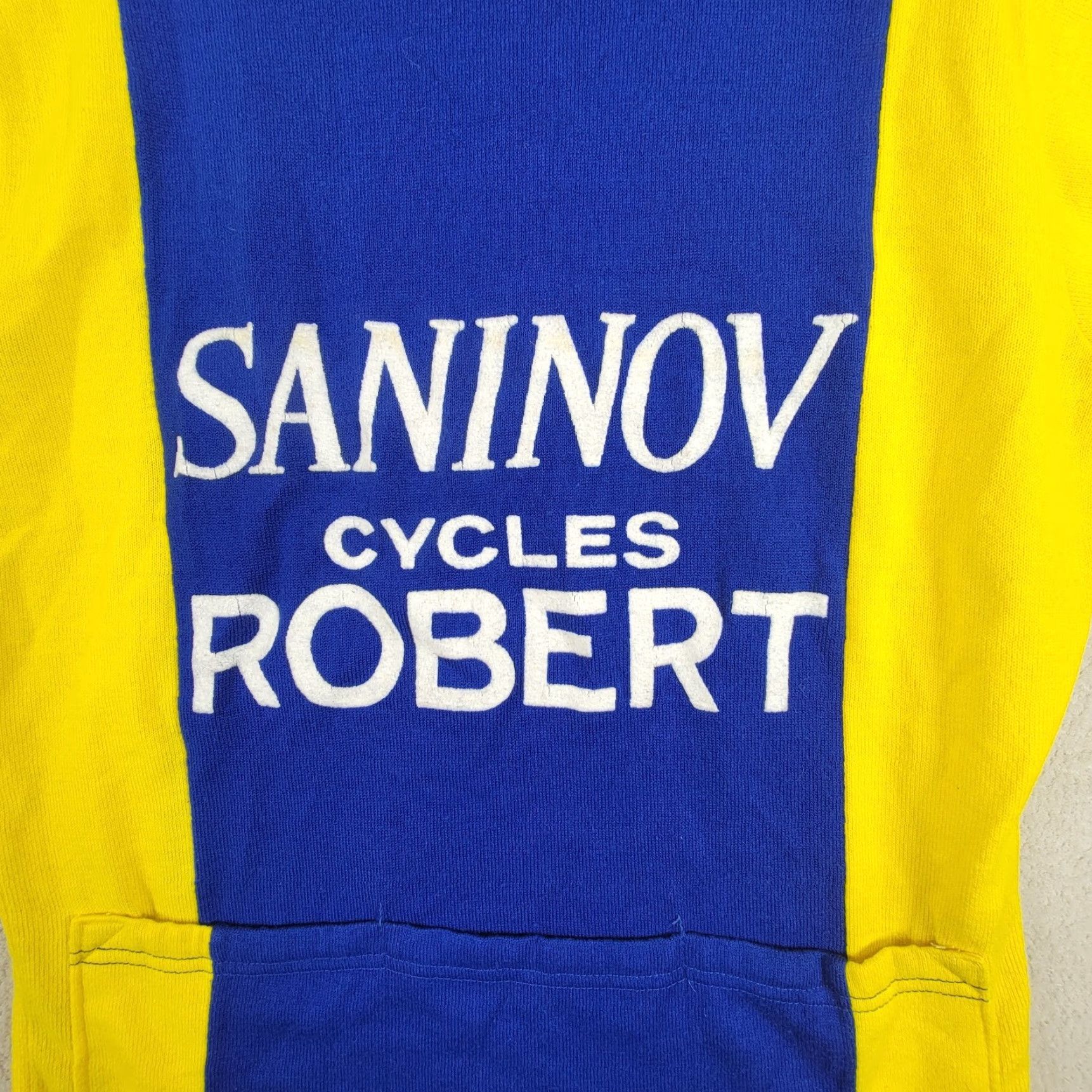 Vintage VINTAGE Crylor Saninov Cycles Robert Blue Yellow Bicycle Shirt Mens 22 Short Sleeve Acrylic 70s Theme Size US XXL / EU 58 / 5 - 4 Thumbnail