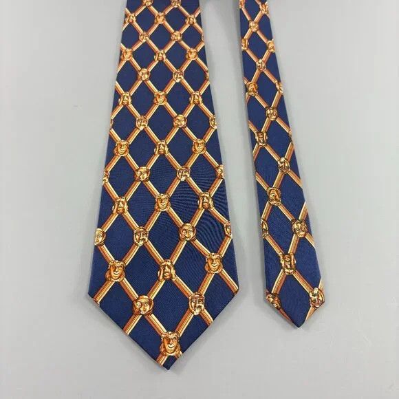 Other Past Times Navy / Gold Bust Faces Men's Tie 4" x 60" Vintage Size ONE SIZE - 3 Thumbnail