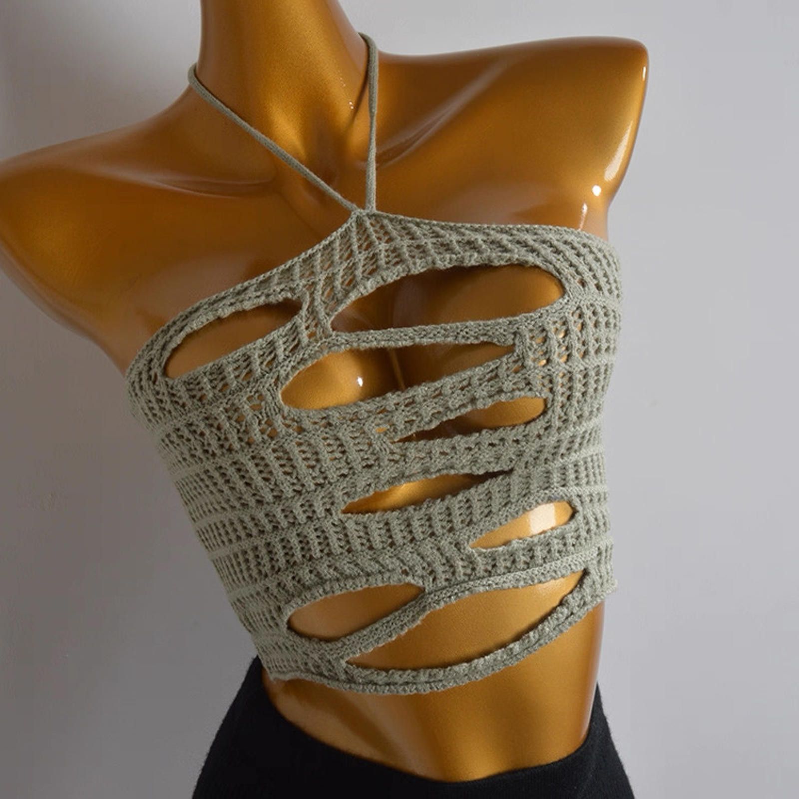 Statement Crochet Halter Top