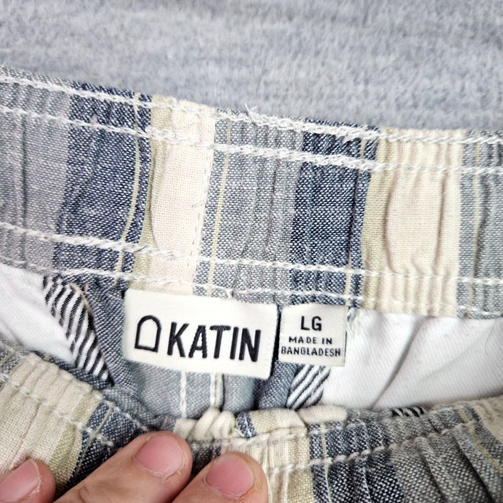 Katin Katin Men Striped Beach Shorts Drawstring Casual Size L Size US 33 - 6 Thumbnail