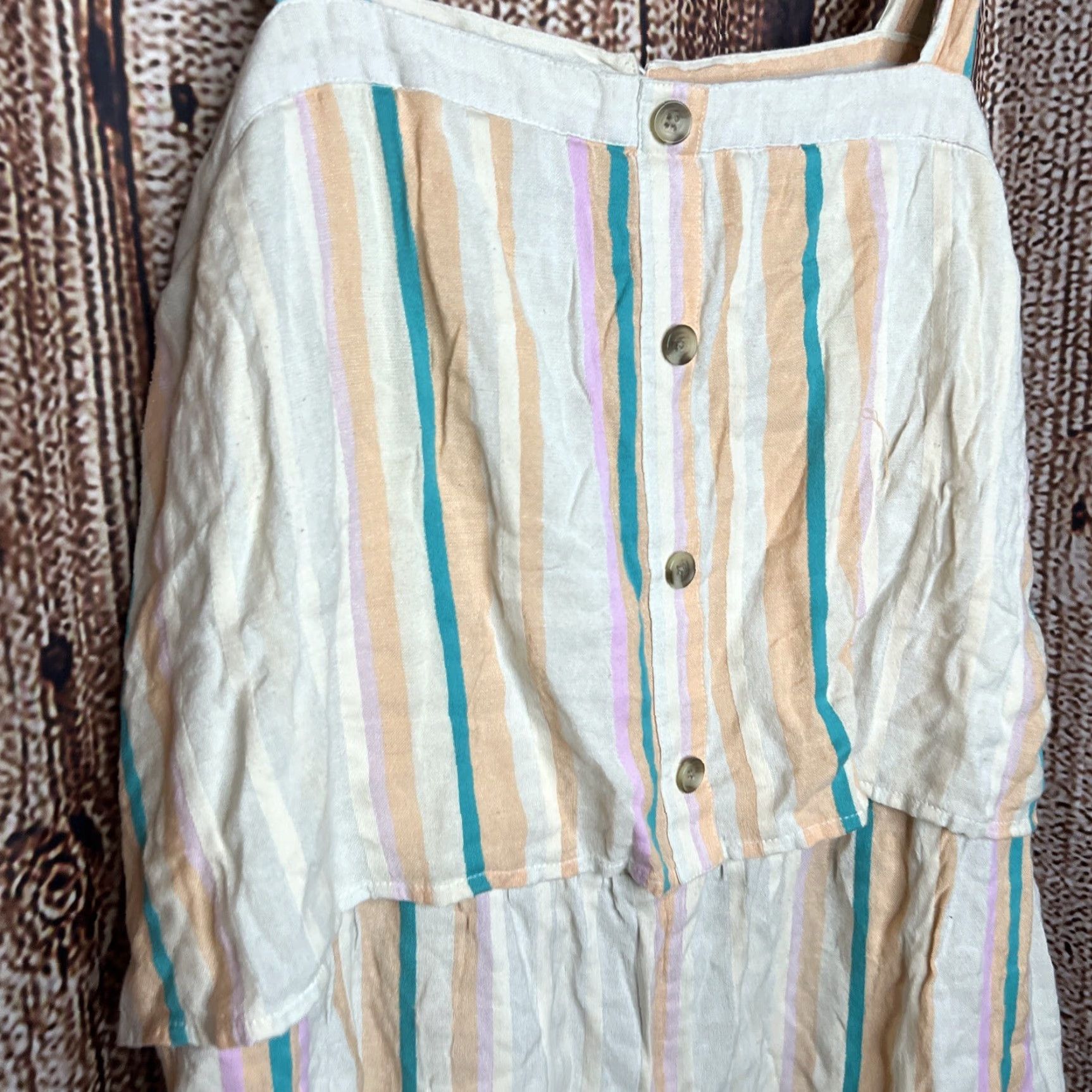 Vintage BP Womens Romper 4X Plus Size Square Neck 3/4 Sleeve Ivory Polka Dot Striped Classic Vintage No (BP) Size 40" / US 18 - 2 Thumbnail