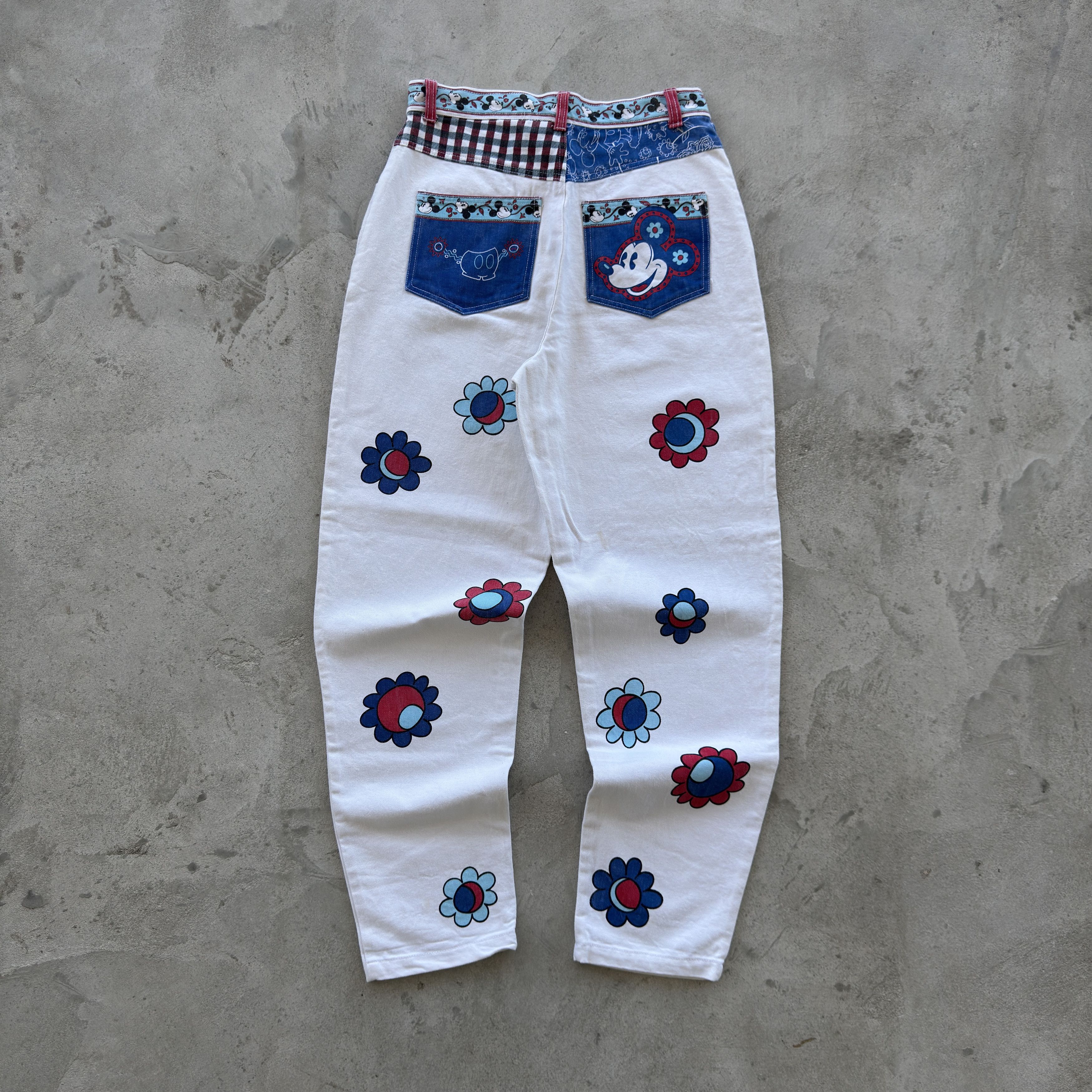 Mickey Mouse Vintage Mickey & Co Disney White Graphic Print Denim Pants Size 28" / US 6 / IT 42 - 2 Thumbnail