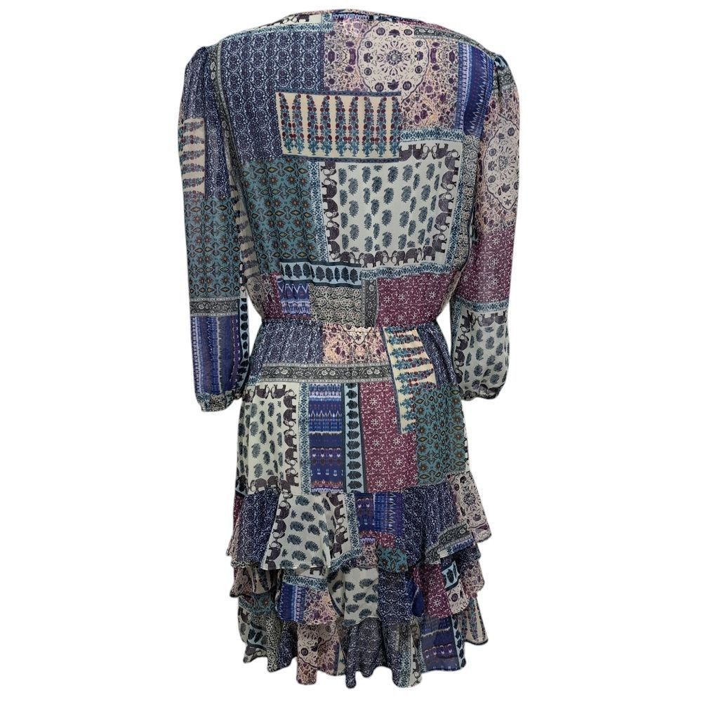 Other Hiche Colorful Patchwork Animal Print Boho Casual Tiered Dre Size M / US 6-8 / IT 42-44 - 2 Thumbnail