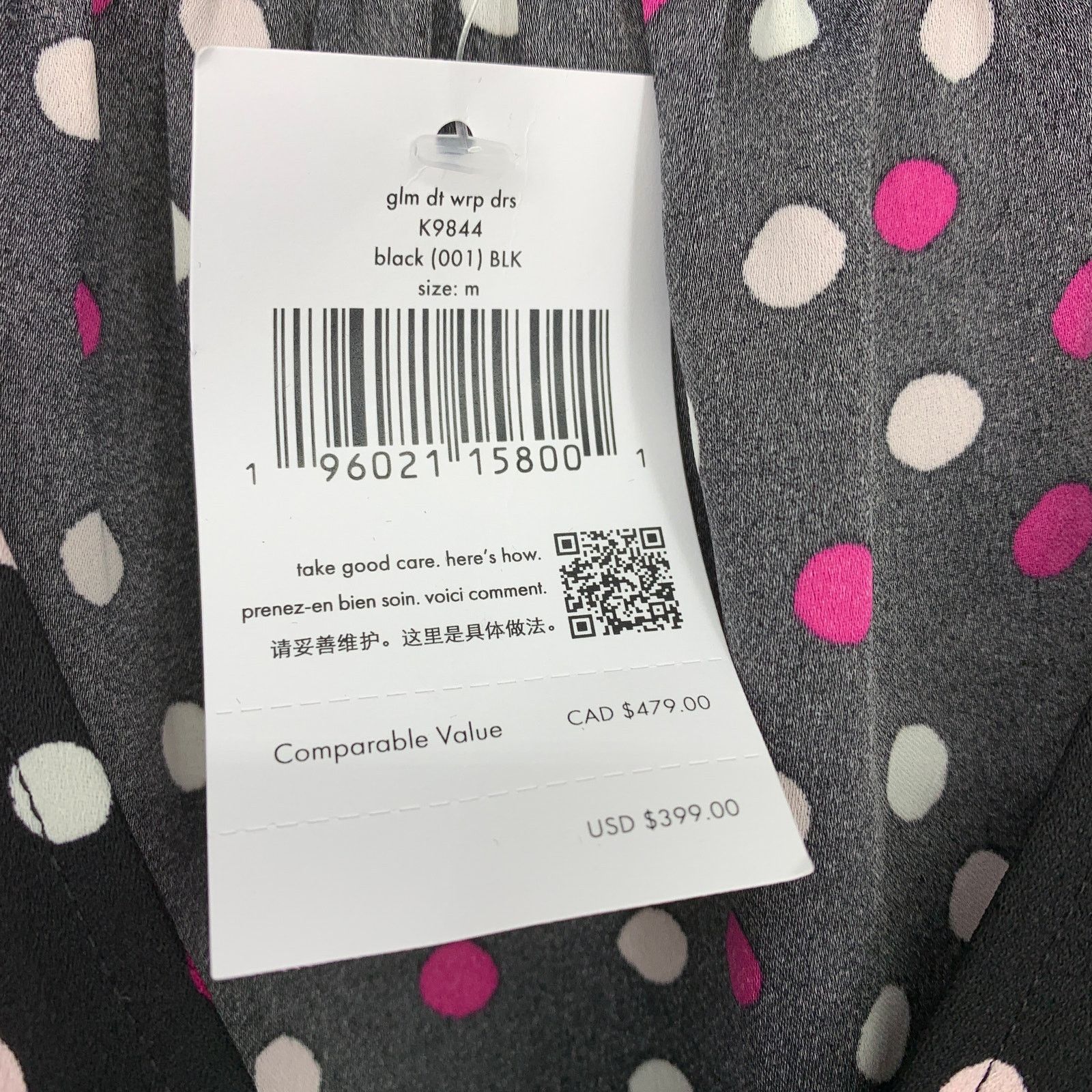 Kate Spade Kate Spade Glimmer Dot Wrap Dress M Black Pink Midi NEW Size M / US 6-8 / IT 42-44 - 6 Thumbnail