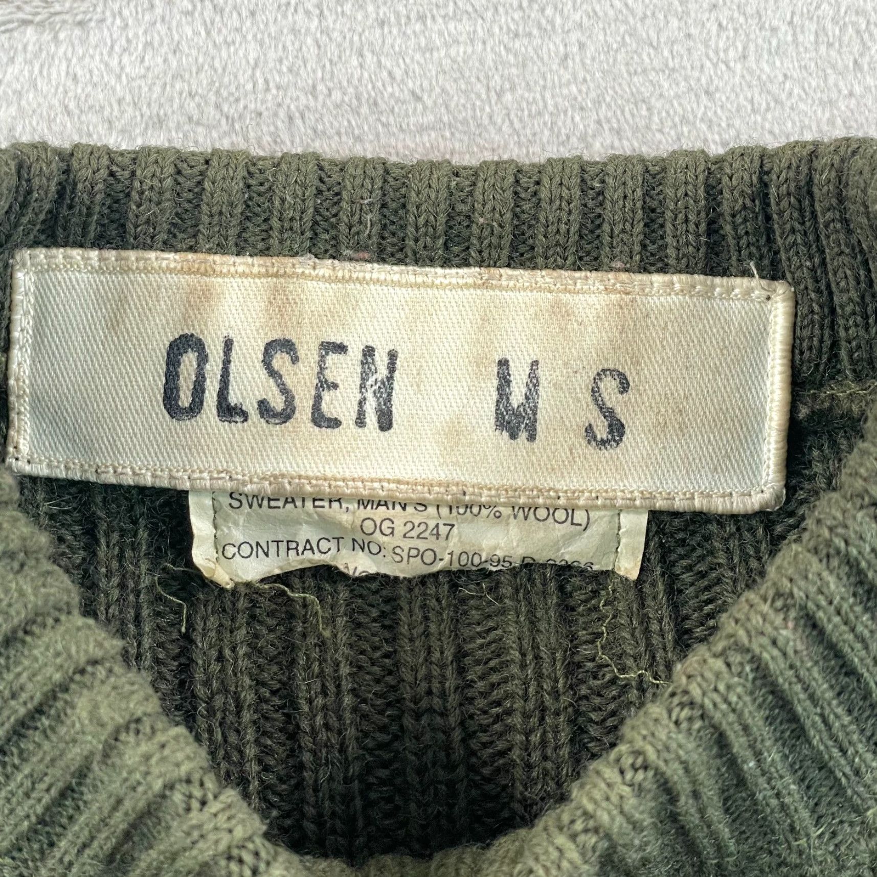 Olive VINTAGE USMC Sweater Shirt Men Small Olive Green 100% Wool Knitted OG 2247 Size US S / EU 44-46 / 1 - 2 Thumbnail