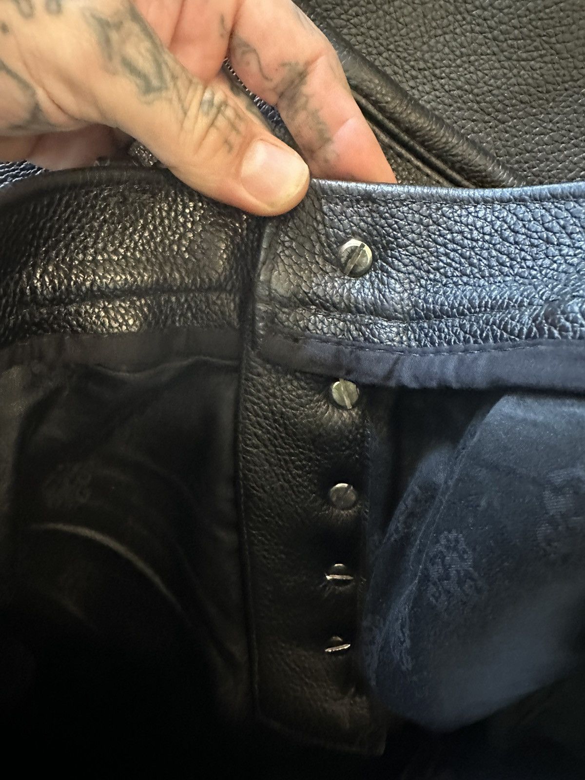 Chrome Hearts CHROME HEARTS 1:1 SEX PATCH LEATHER JEANS ODEL BECKHAM Size US 34 / EU 50 - 15 Thumbnail