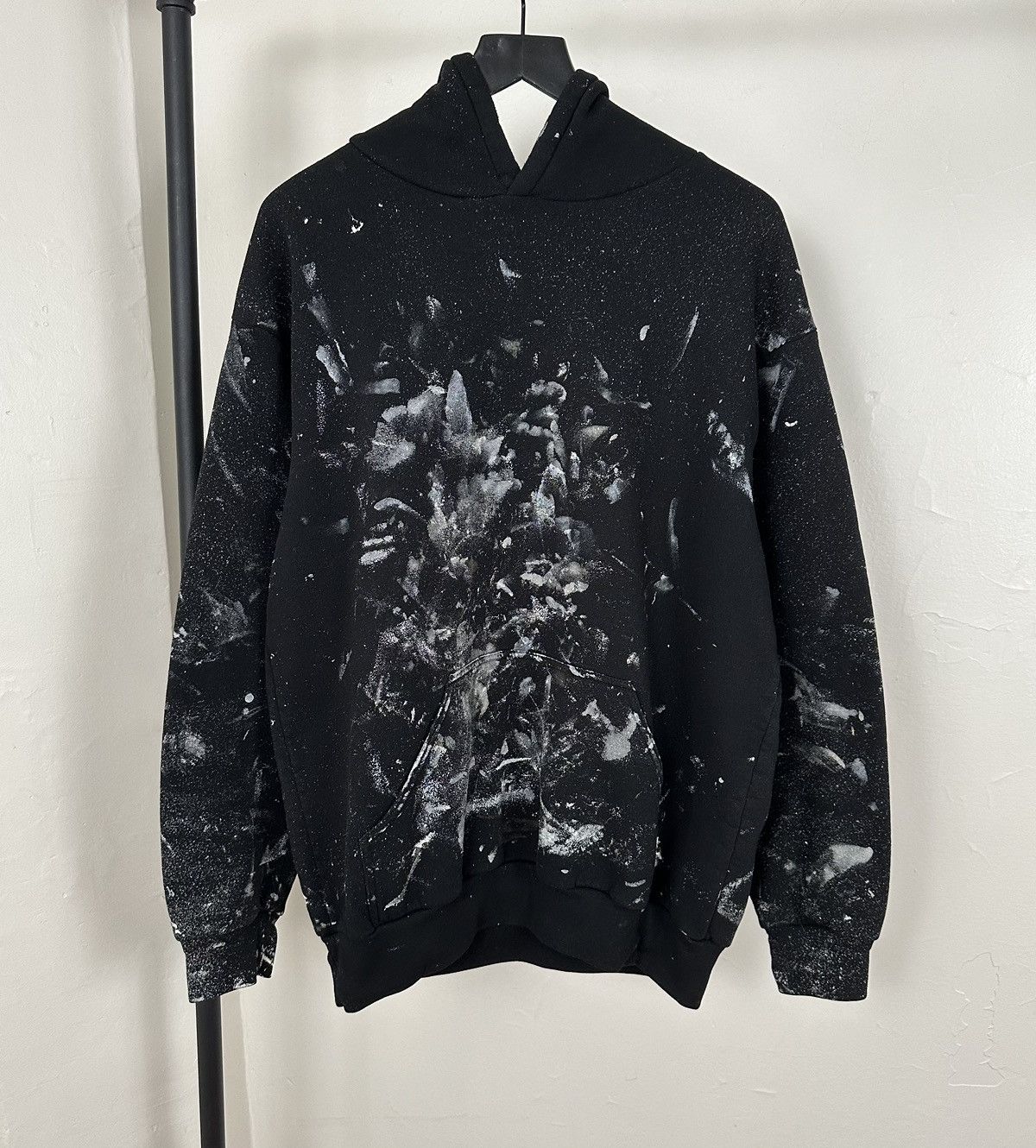 image of Blank x Vintage (Xl) Paint Thrashed Black Vintage Hoodie, Men's