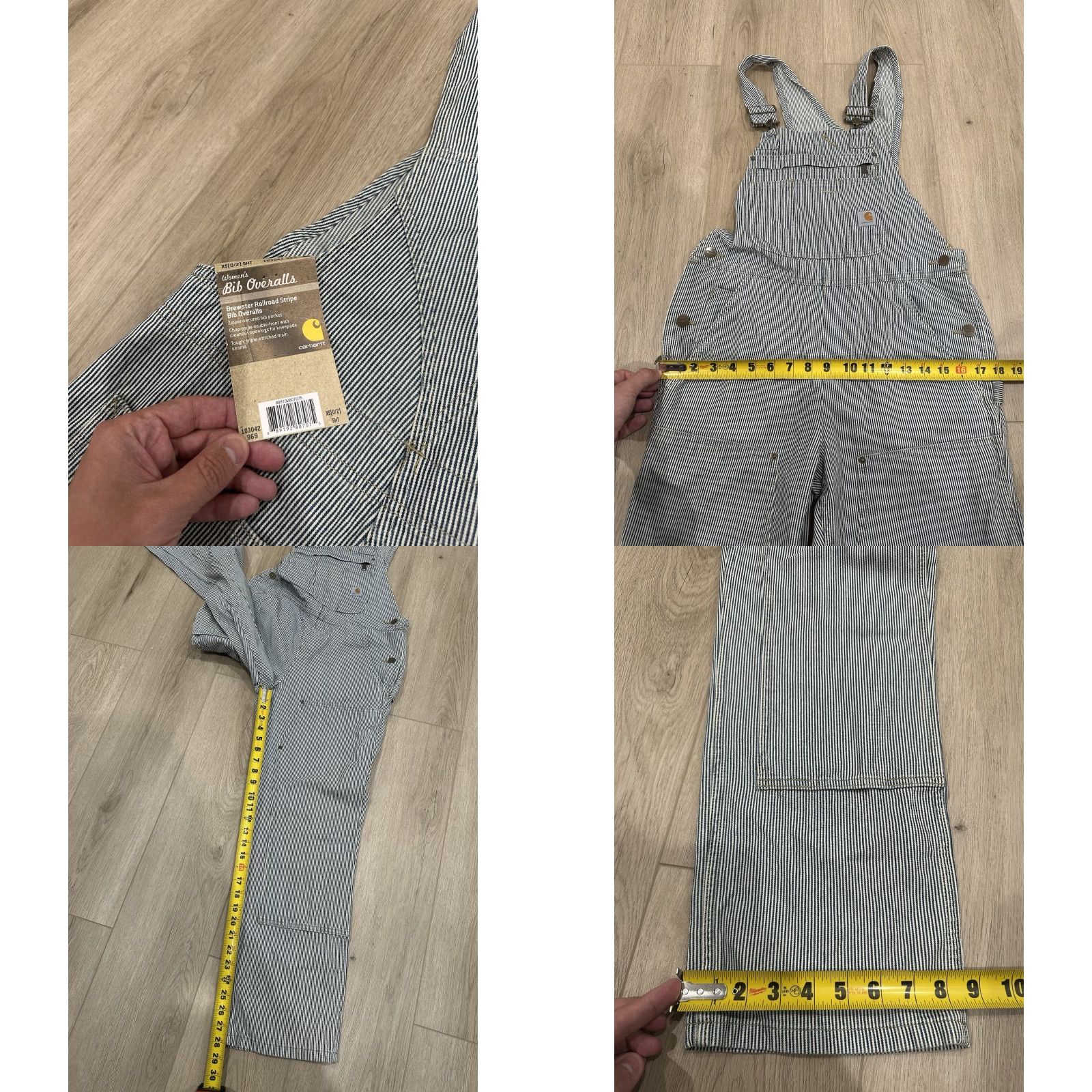 Carhartt VINTAGE Carhartt Double Knee Overall Women XS 0/2 Hickory Striped Railroad Bib NWT Size 26" / US 2 / IT 38 - 8 Thumbnail