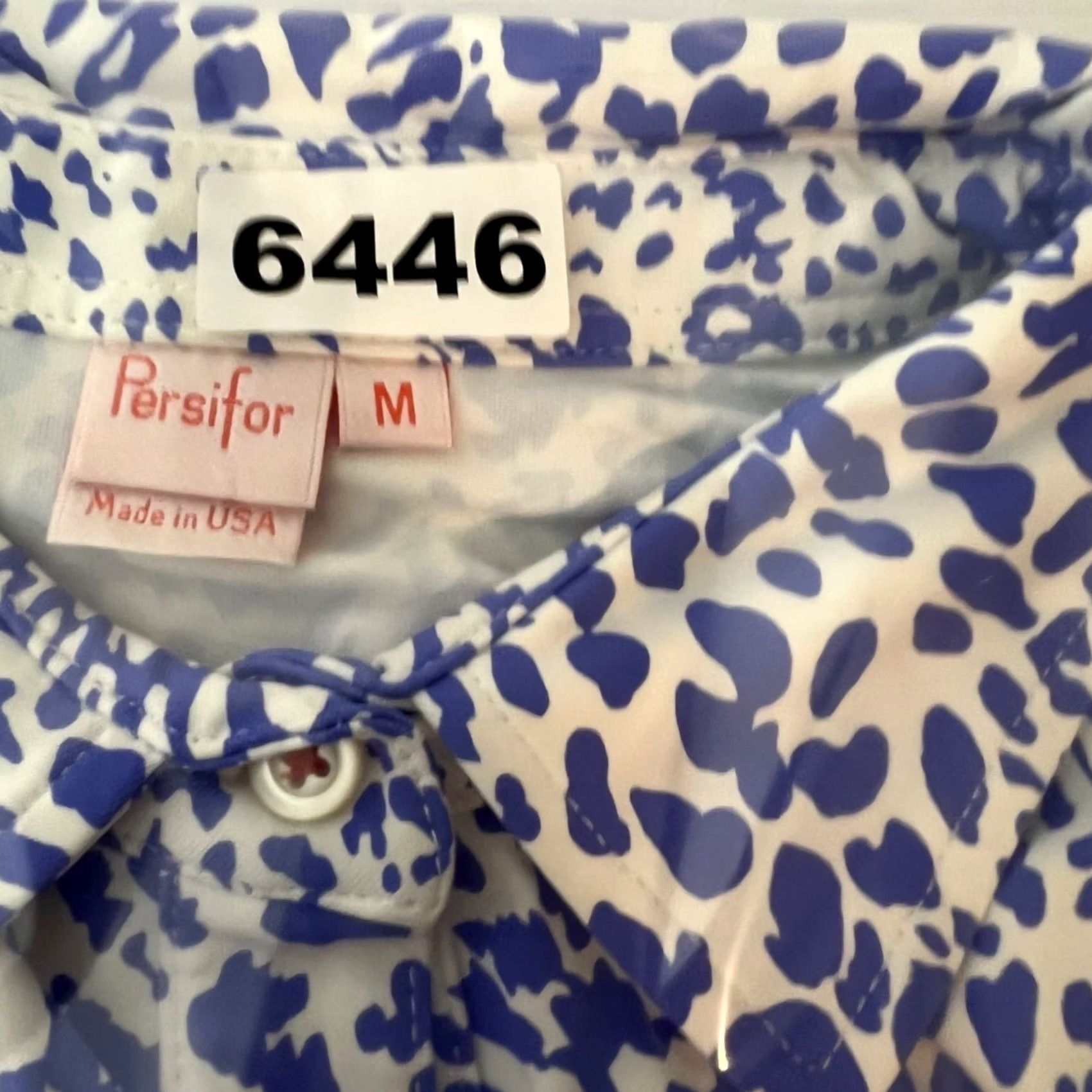 Vintage Persifor Womens Medium Blue & White Leopard Print Button-Up Tunic Dress Shirt Dress Size M / US 6-8 / IT 42-44 - 8 Thumbnail