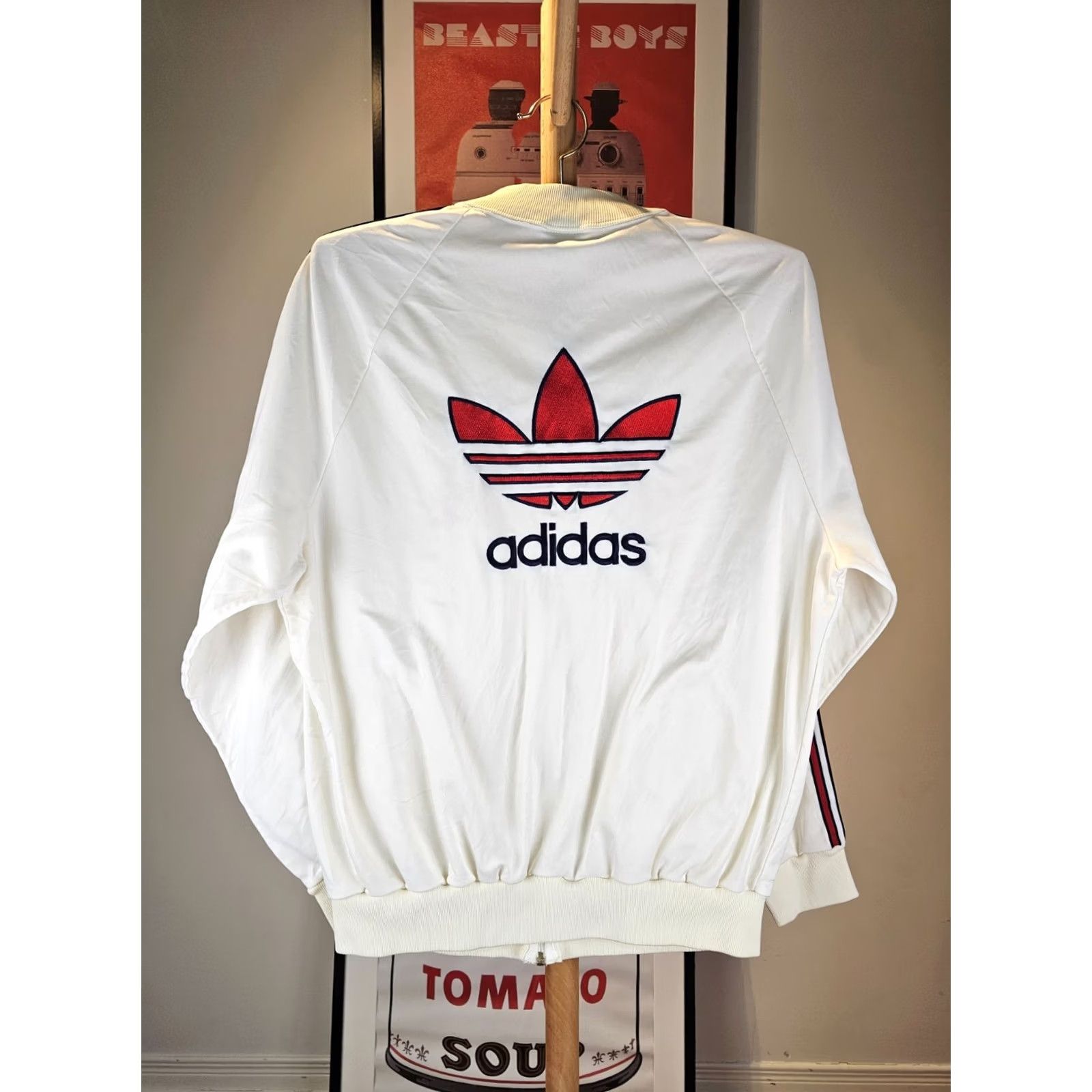 Adidas VINTAGE Adidas Trefoil Old School Hip Hop Track Top Jacket SZ LARGE Men Shirt Track Jacket 80s White Mens Size US L / EU 52-54 / 3 - 2 Thumbnail