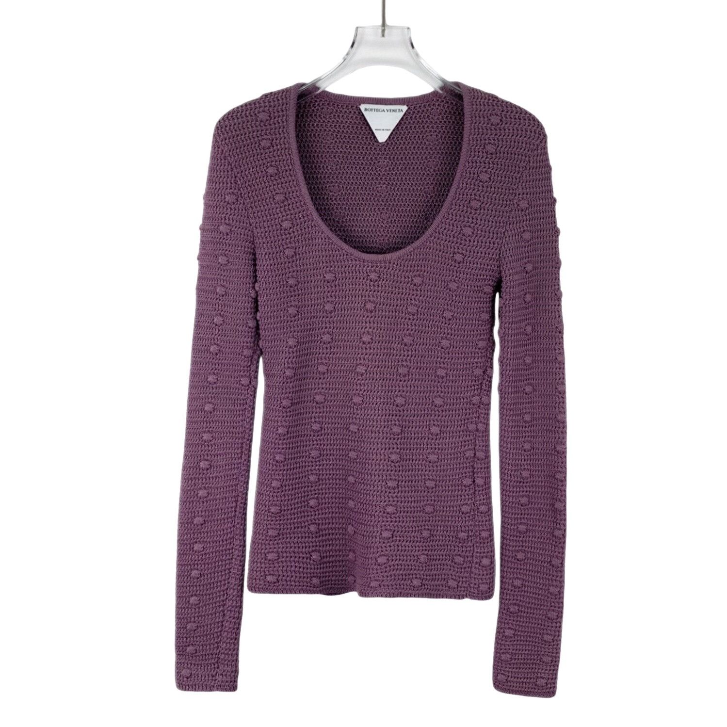 Bottega Veneta Bottega Veneta Purple Open Knit Cotton Sweater XS Size XS / US 0-2 / IT 36-38 - 1 Thumbnail