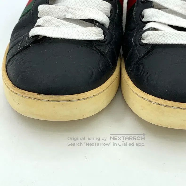 Gucci Gucci Black logo dark striped webbing casual lacing flat b Size US 7 / IT 37 - 8 Thumbnail