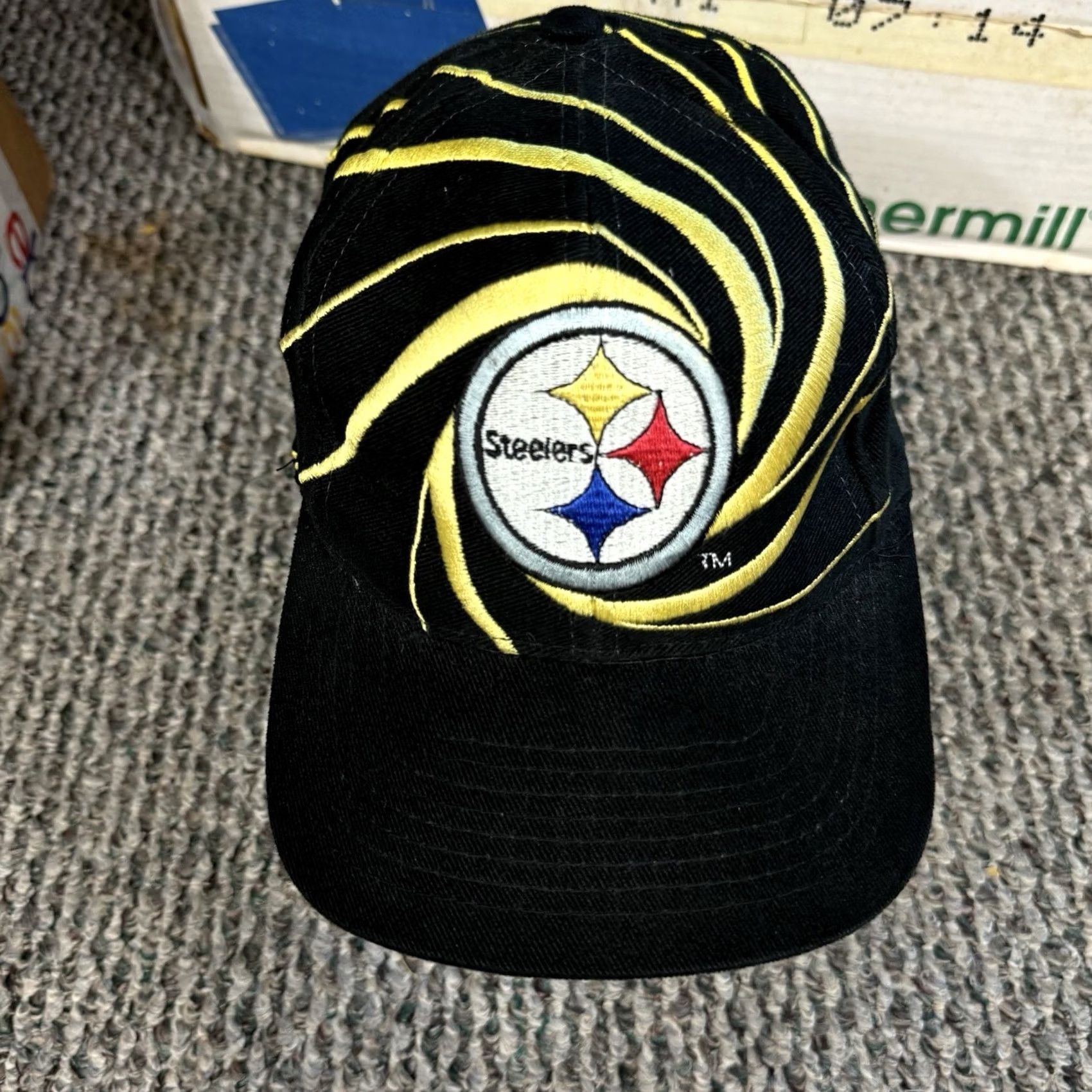 Drew VINTAGE Pittsburgh Steelers Hat SnapBack Adult One Size Black Cotton Knit Drew Pearson 90s NFL Sport Size ONE SIZE - 2 Thumbnail