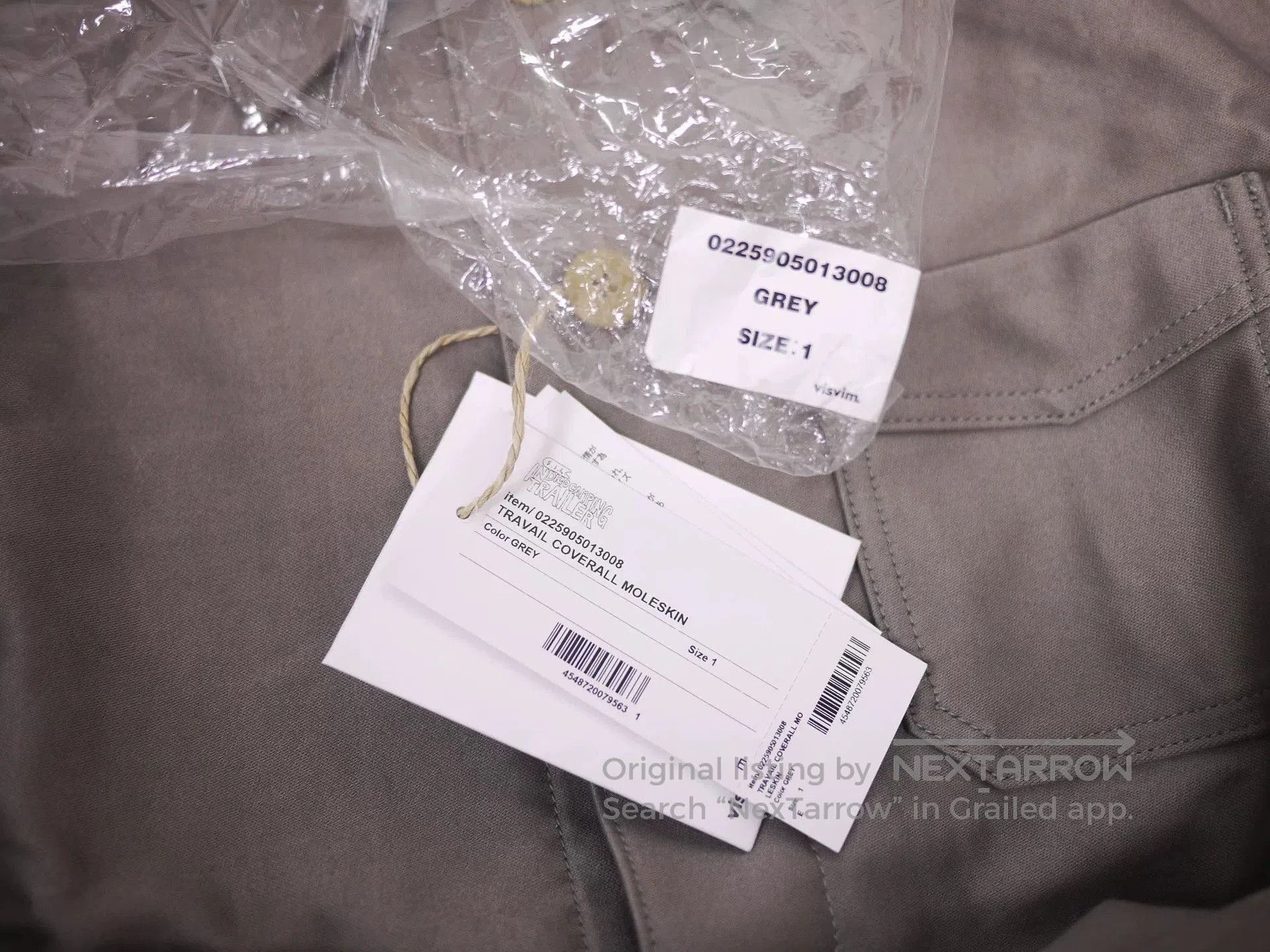 Visvim VISVIM TRAVAIL COVERALL MOLESKIN GREY. Size US S / EU 44-46 / 1 - 9 Thumbnail
