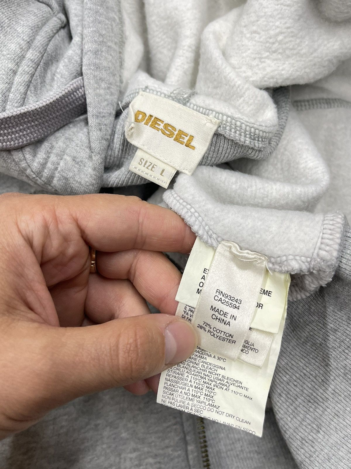 Diesel Women Diesel Grey Zip Hoodie Big Logo Y2K Size L / US 10 / IT 46 - 7 Thumbnail