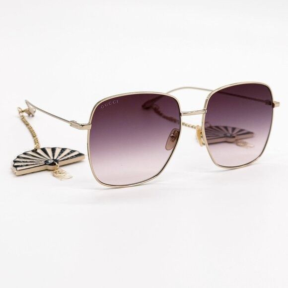 Gucci NEW GUCCI SUNGLASSES GG1031S 010 GOLD/BROWN WOMEN EYEWEAR Size ONE SIZE - 7 Thumbnail