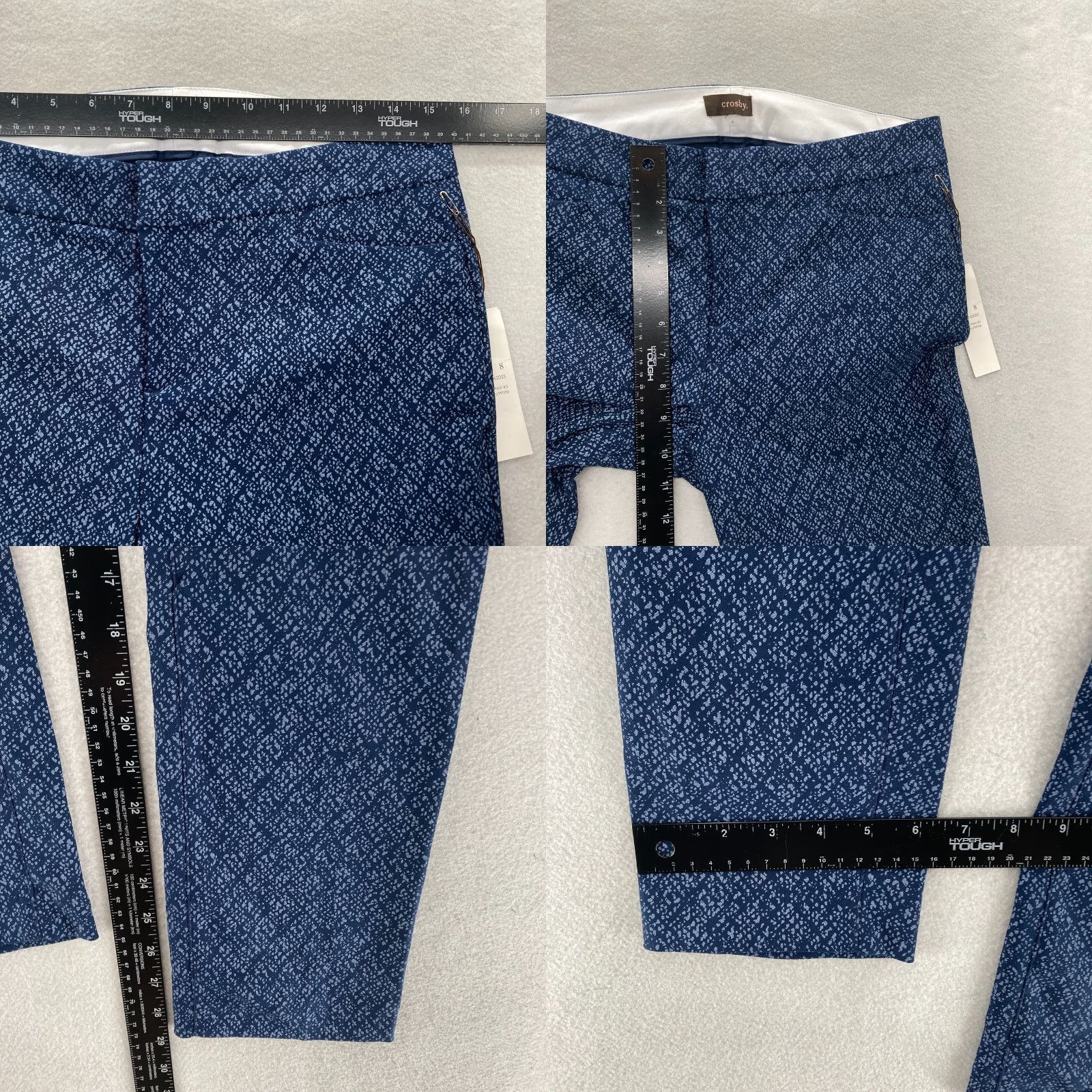 Vintage Crosby Madison Ankle Pants Women's 8 Navy Blue White Print Slim Leg Low Rise NWT Size 30" / US 8 / IT 44 - 8 Thumbnail