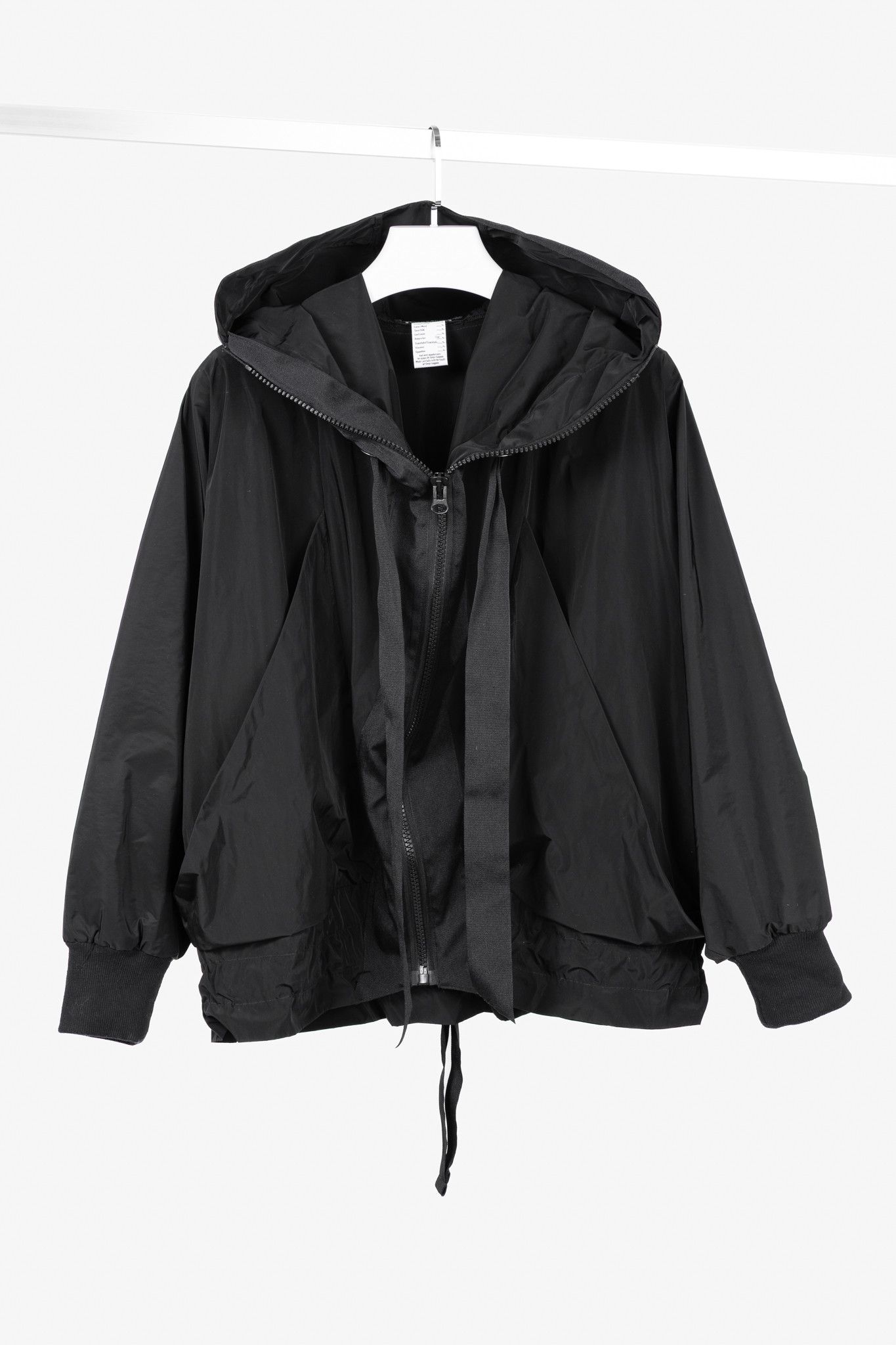 Denis Gagnon Black Taffeta Oversized Hooded Jacket