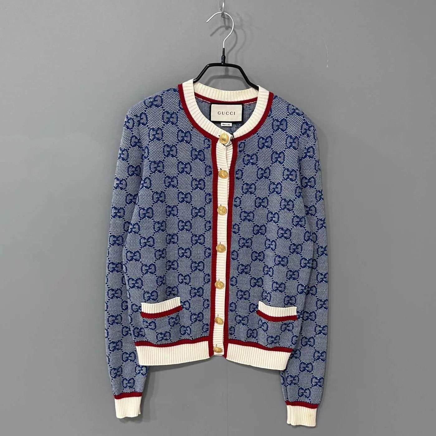 Gucci GUCCI Mist Blue Gold Button Cardigan Size S Size S / US 4 / IT 40 - 1 Thumbnail