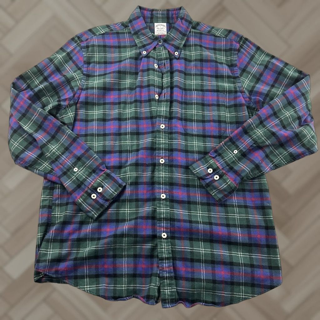 Brooks Brothers Brooks Brothers Regent Plaid Flannel Button-Up Shirt Long Sleeve Men's Large Multicolor Shirt Size US L / EU 52-54 / 3 - 1 Thumbnail