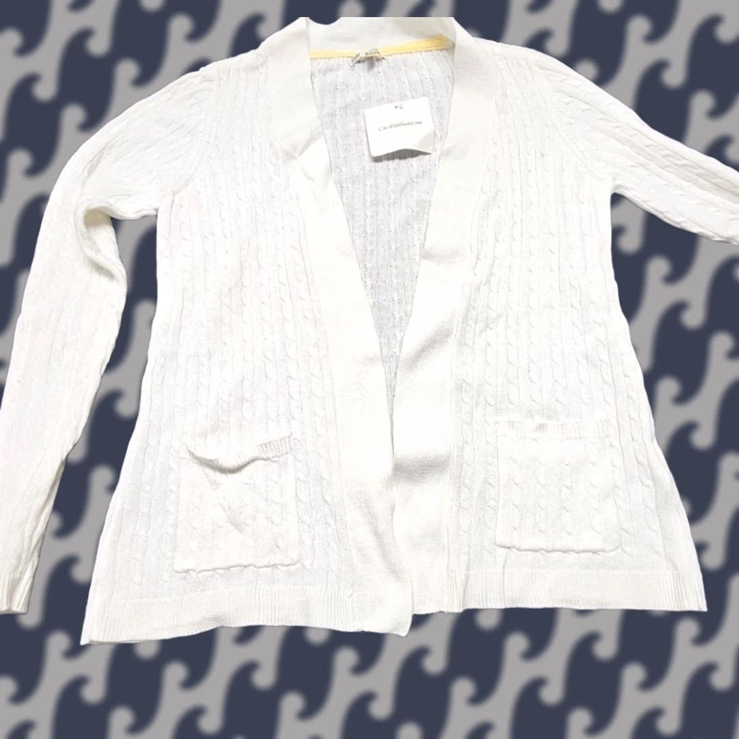 Croft & Barrow Croft & Barrow Cardigan Women’s White Open Front Cable Knit V-Neck Raglan Sleeve Small NWT Sweater Size S / US 4 / IT 40 - 1 Thumbnail