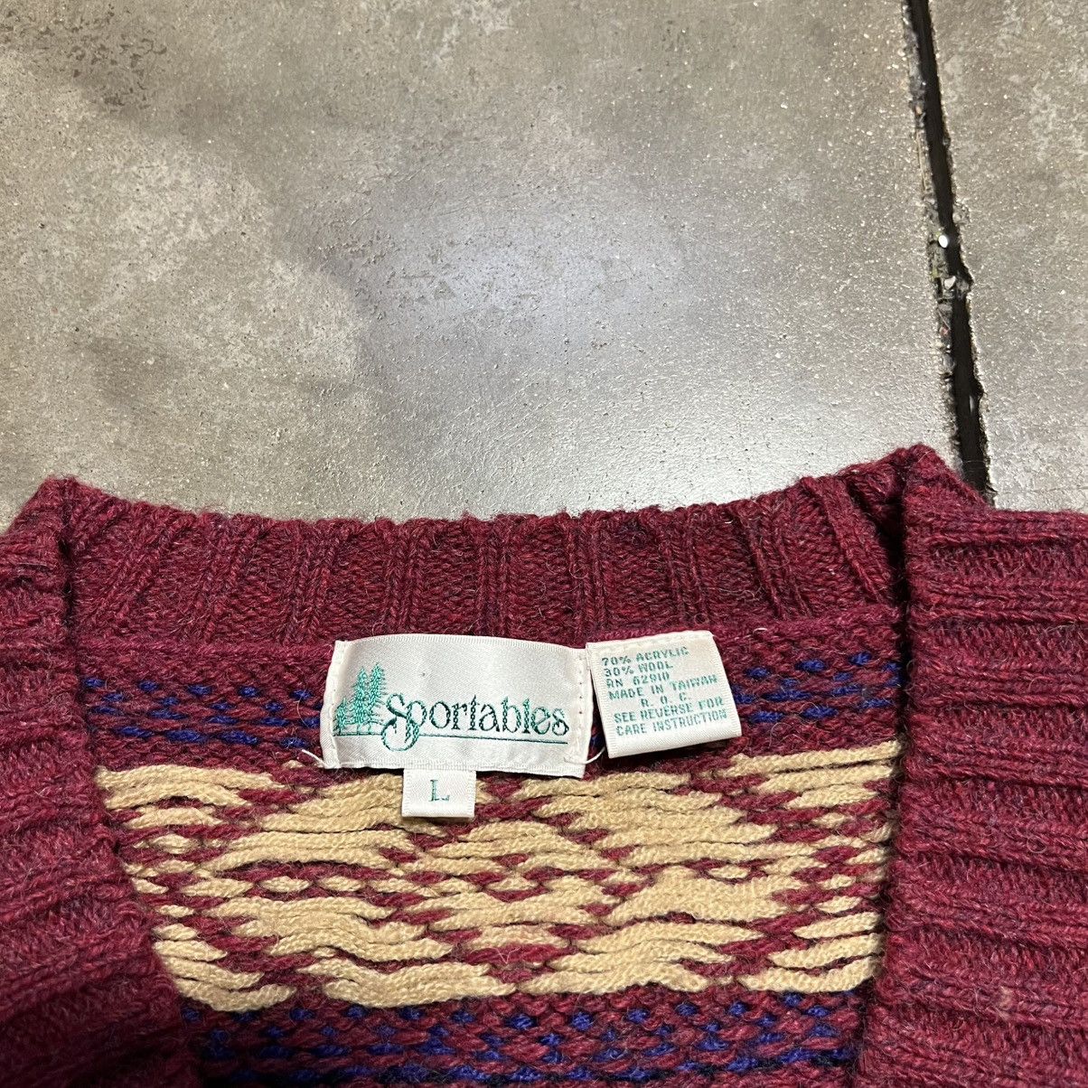Vintage Vintage Fair Isle Sweater V Neck Wool Blend 90s Patterned Size US L / EU 52-54 / 3 - 8 Thumbnail