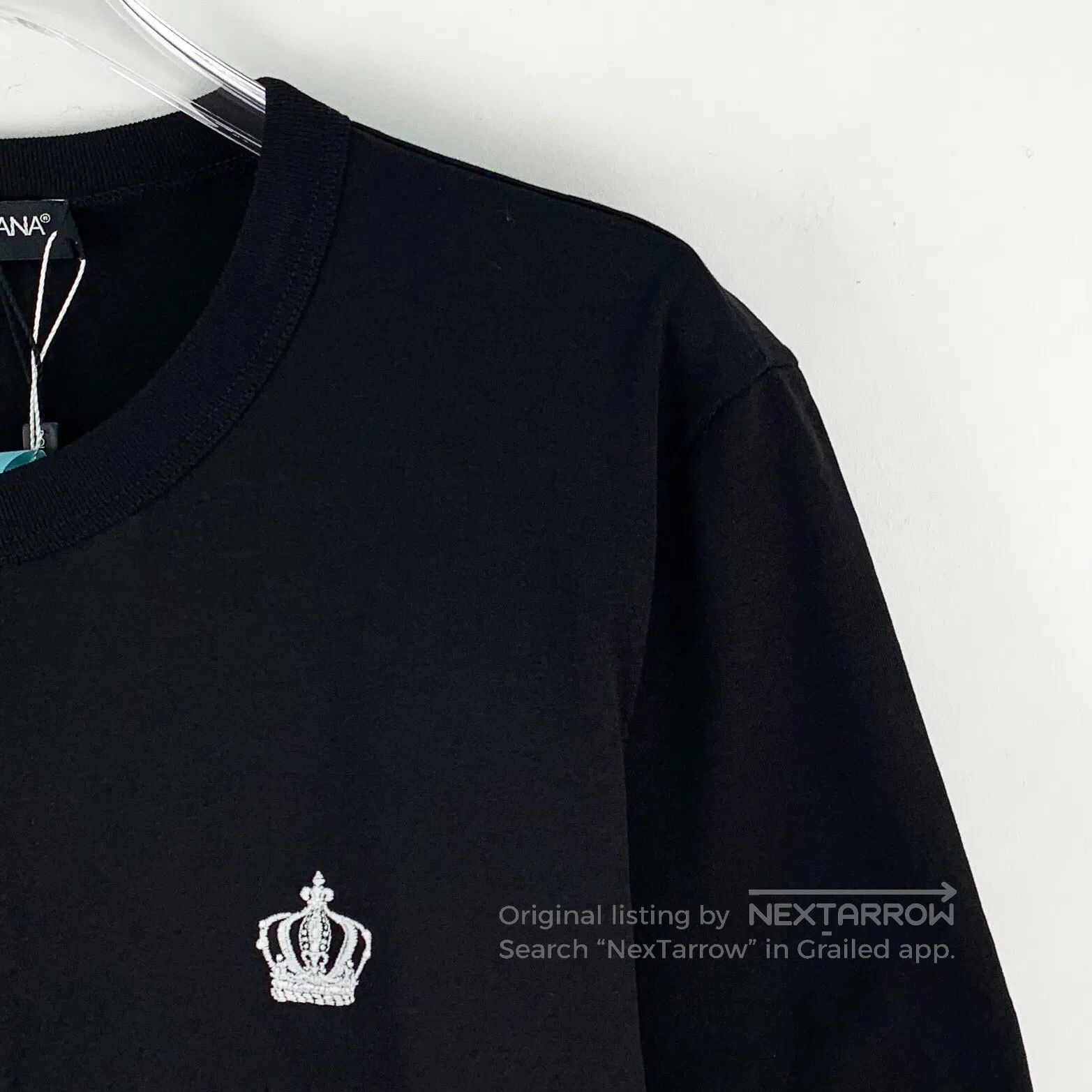 Dolce & Gabbana Dolce Gabbana Black Crown Embroidered Cotton Round Neck Si Size US XS / EU 42 / 0 - 3 Thumbnail