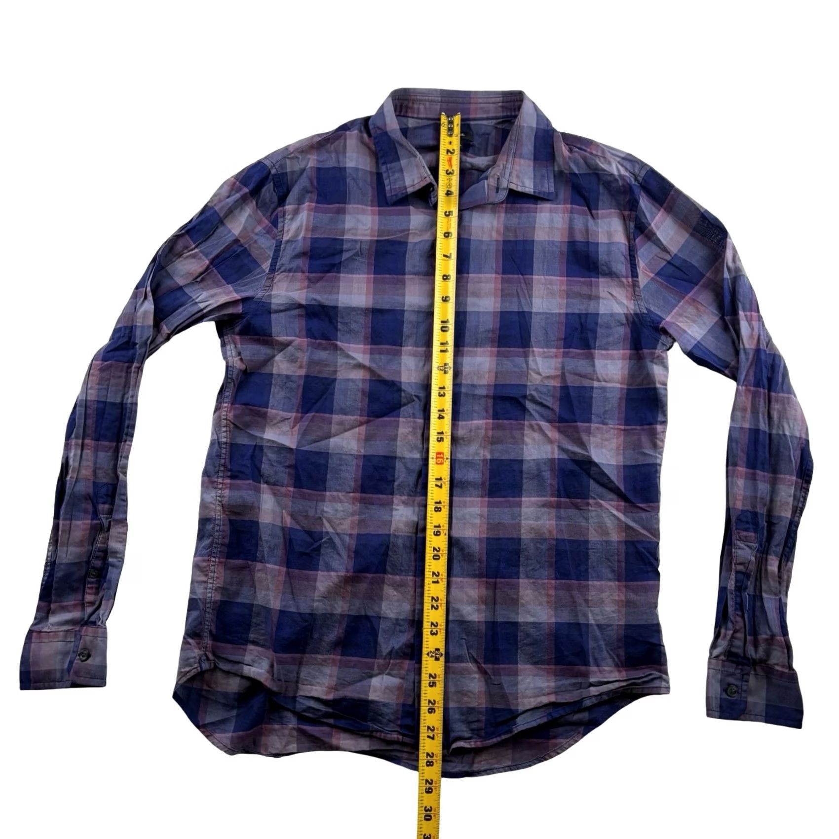 Vince Vince Men’s Shirt Plaid Button-Down 100% Cotton Purple Medium Size US M / EU 48-50 / 2 - 5 Thumbnail