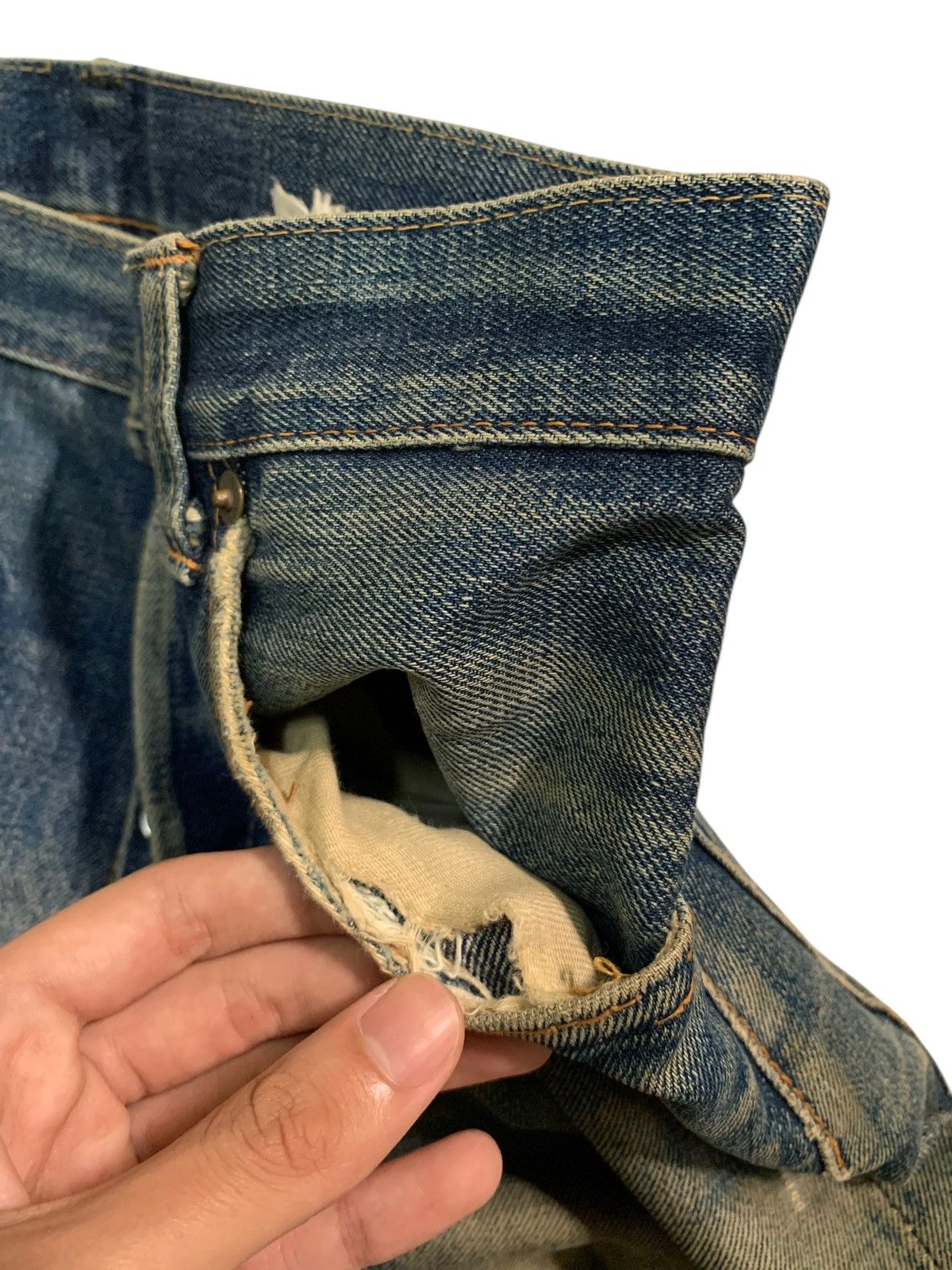 Sugar Cane VINTAGE SUGAR CANE SELVEDGE FADED & RUSTY DISTRESSED DENIM Size US 30 / EU 46 - 20 Thumbnail