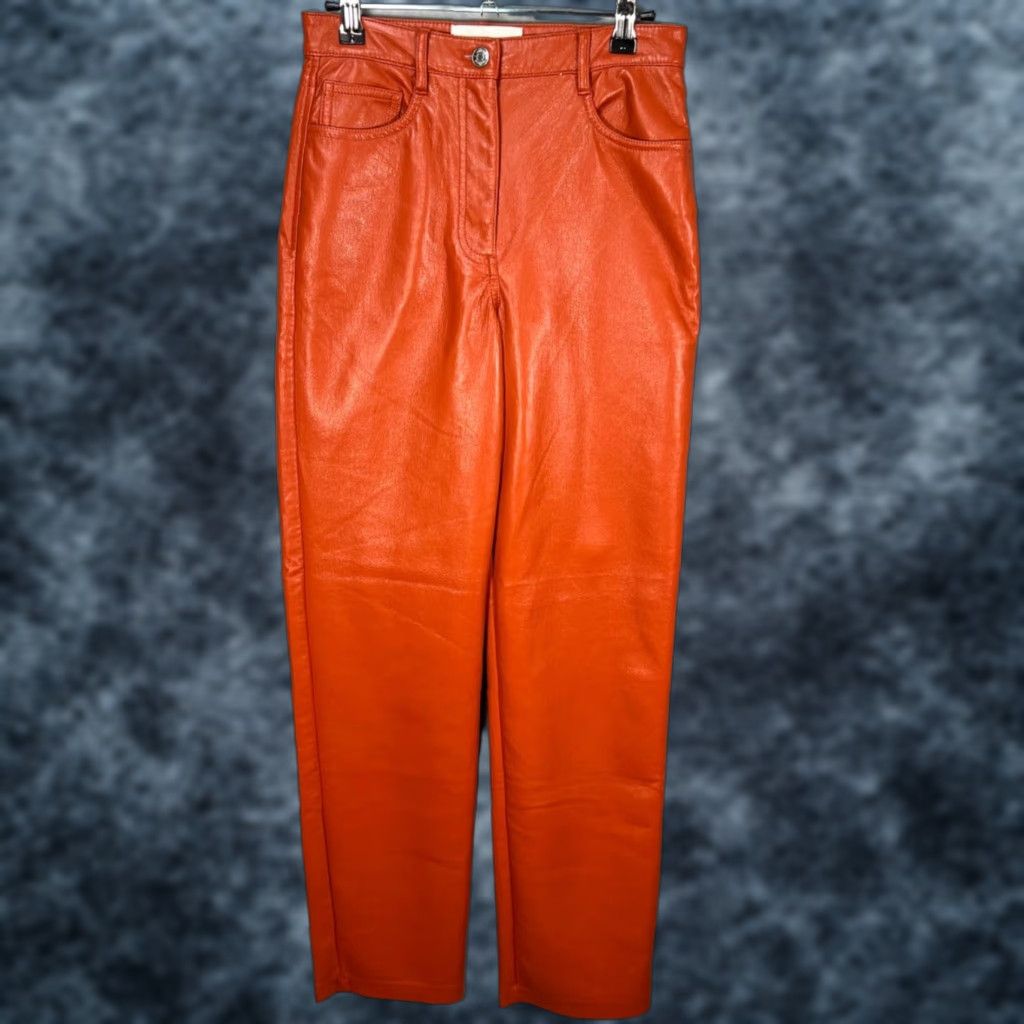 Vintage Wilfred The Melina High-Waisted Faux Leather Pants Orange Womens Size 2 Size 26" / US 2 / IT 38 - 1 Thumbnail
