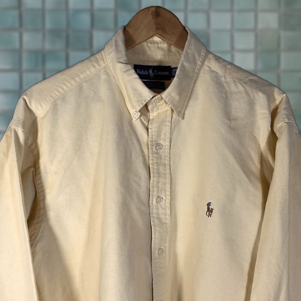 Polo Ralph Lauren Ralph Lauren Dress Shirt Pony Yarmouth Oxford Yellow Mens 16.5 35 Sz 16.5 Size 46R - 1 Thumbnail