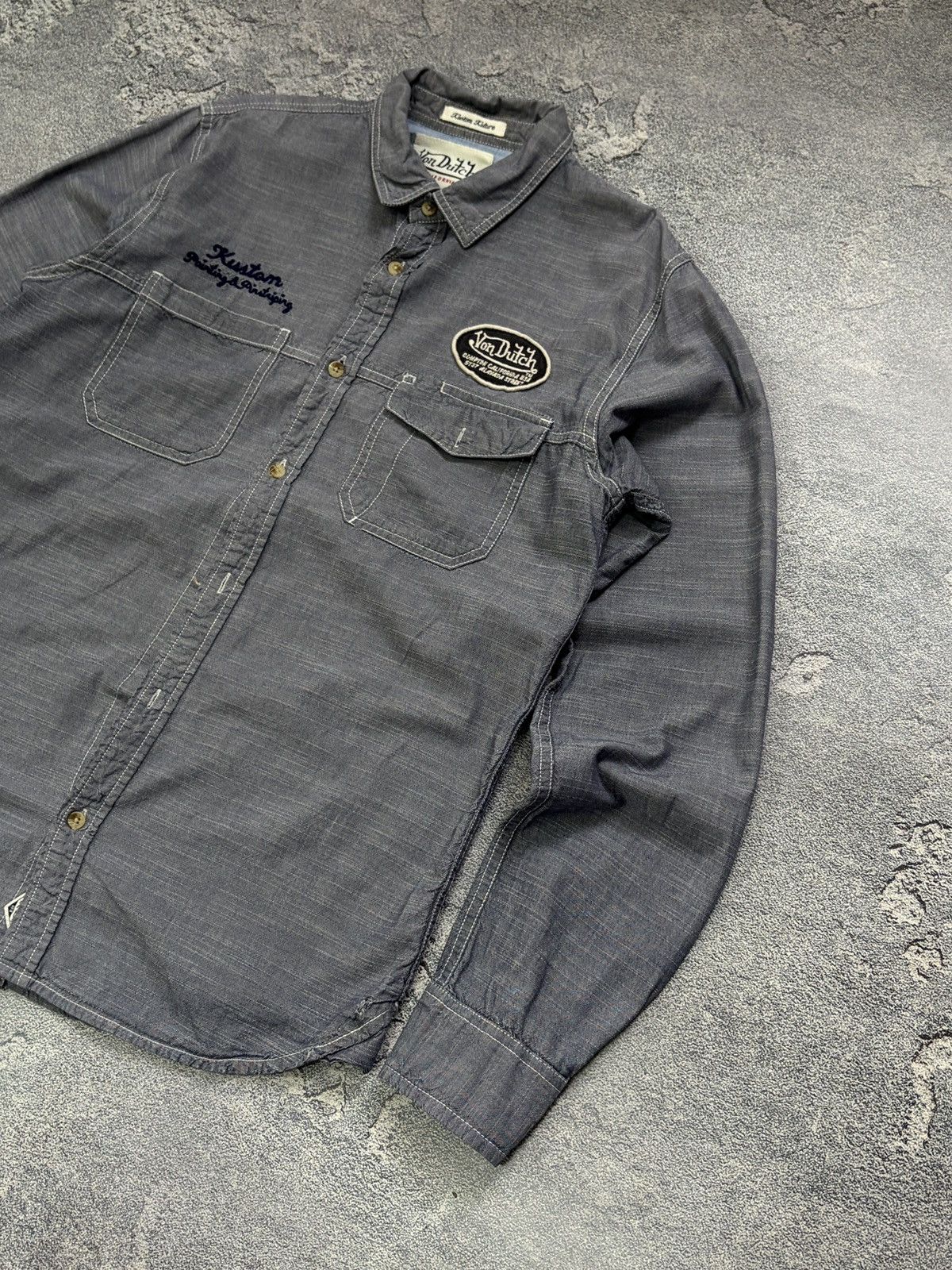 Von Dutch Von Dutch Kustom Kulture Shirt Grey Chambray Motorcycle XL Size US XL / EU 56 / 4 - 11 Thumbnail