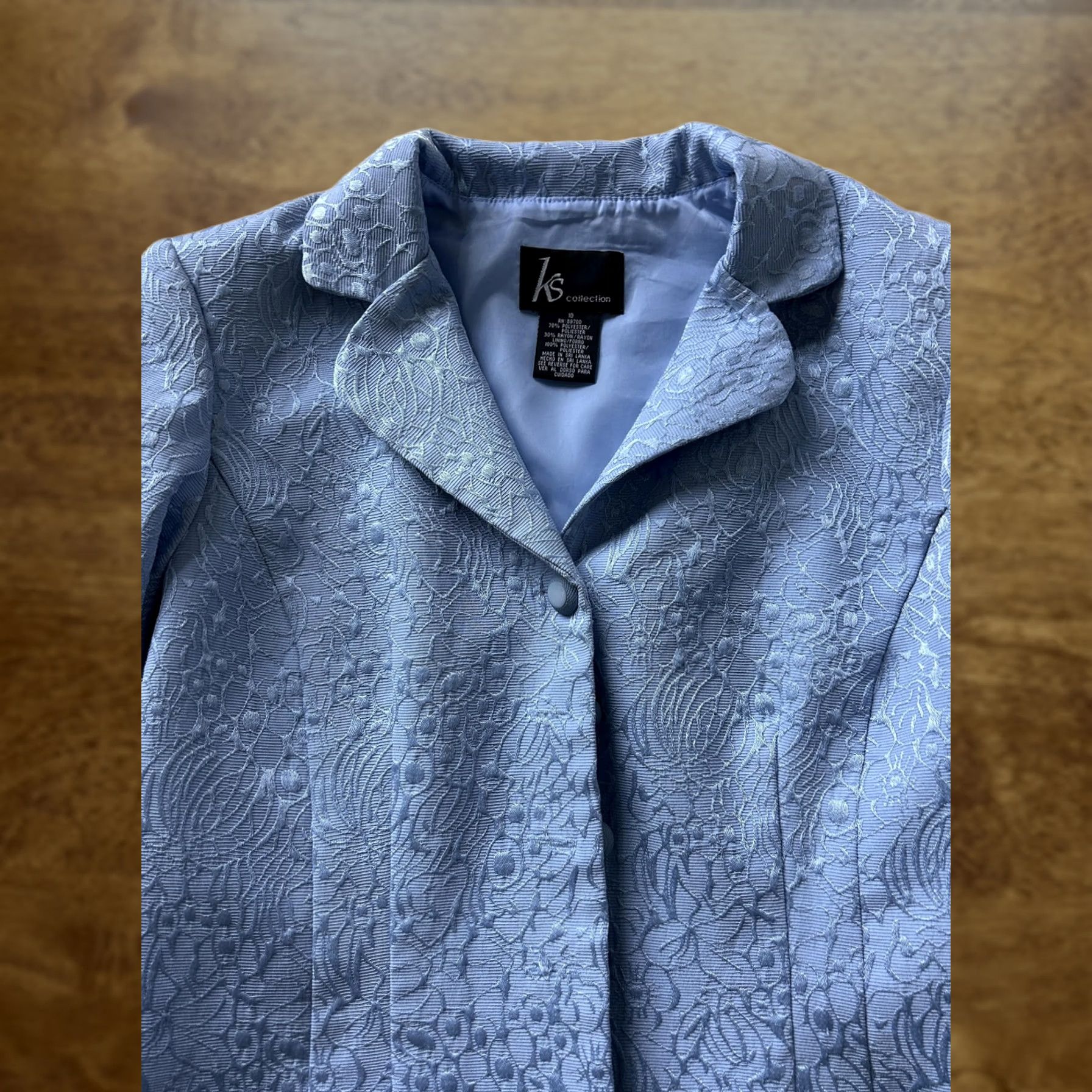 Vintage KS Collection Blazer Jacket Womens 10 Blue Floral Jacquard Lined Dressy Shirt/Blazer Style Women 10 Blue Floral Jacquard Lined Dressy Size L / US 10 / IT 46 - 1 Thumbnail
