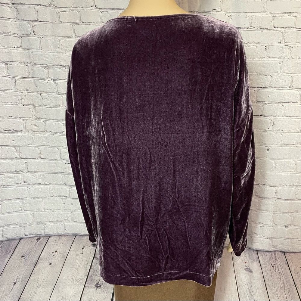 J. Jill NWT New $199 J. Jill Rayon Silk Velvet Long Sleeve Dark Fig Size M / US 6-8 / IT 42-44 - 5 Thumbnail