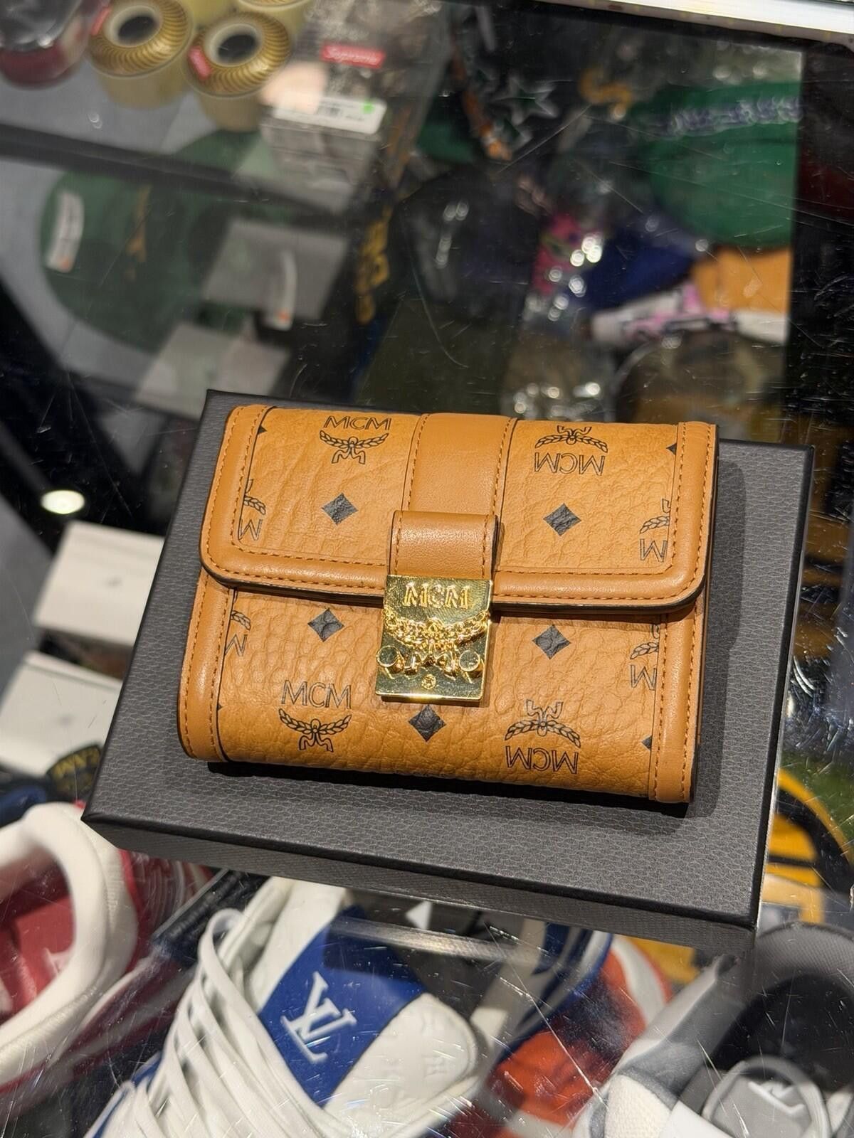 MCM MCM Visetos Tri-fold Leather Wallet Camel Monogram Women Size ONE SIZE - 3 Thumbnail