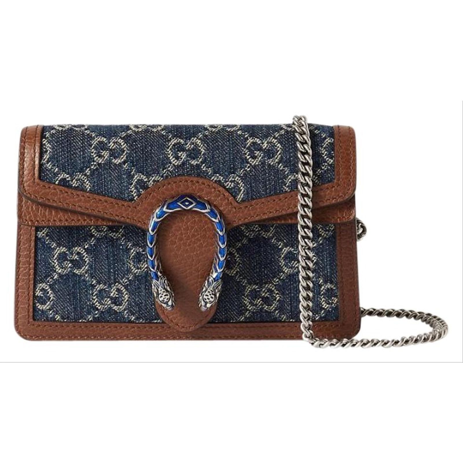 Gucci Gucci Dionysus Super Mini Logo GG Chain Denim Bag Size ONE SIZE - 1 Thumbnail