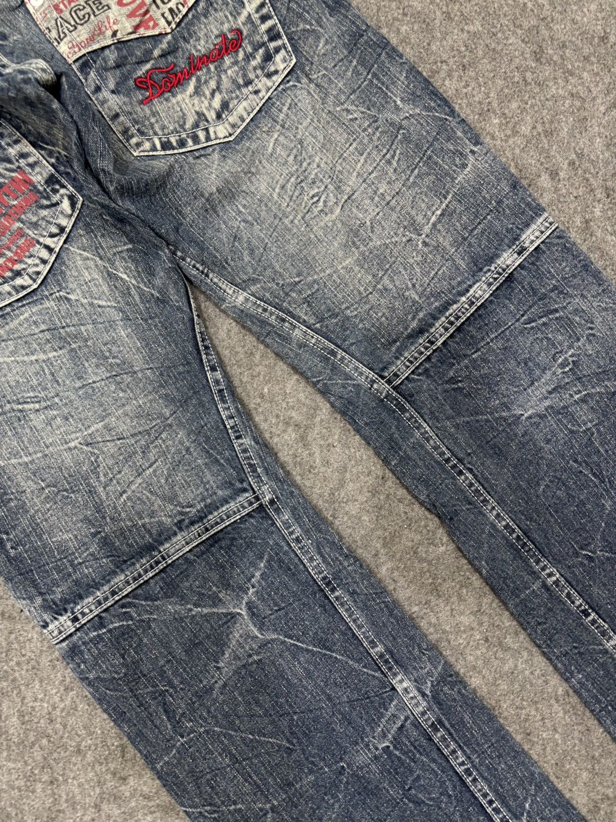 Japanese Brand 💥Double Waist💥Dominate Zipper Twisted Fades Denim F649 Size US 33 - 18 Thumbnail