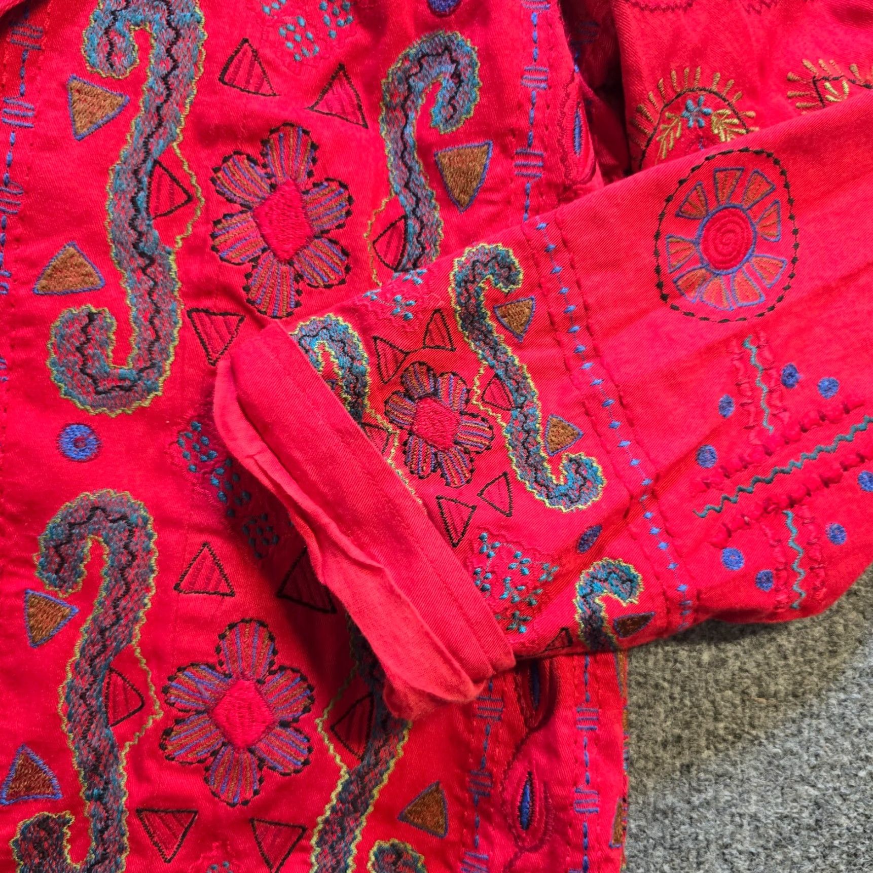 Orvis Orvis Jacket Womens Medium Red Embroidered Art To Wear Lagenlook Casual Shirt? Size M / US 6-8 / IT 42-44 - 4 Thumbnail