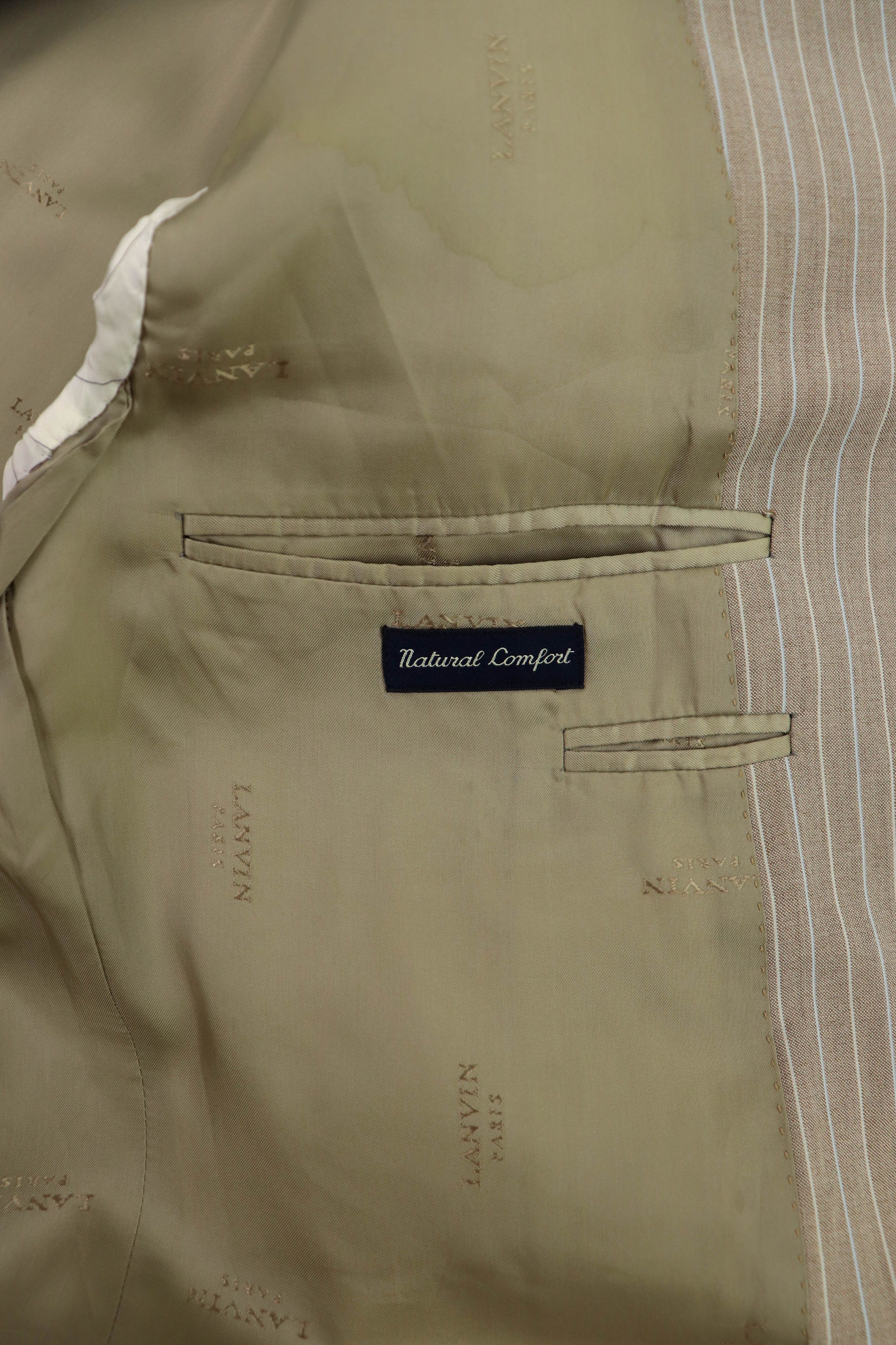 Lanvin Lanvin Paris Vintage Beige Striped Sport Coat Blazer Jacket Size 54R - 13 Thumbnail