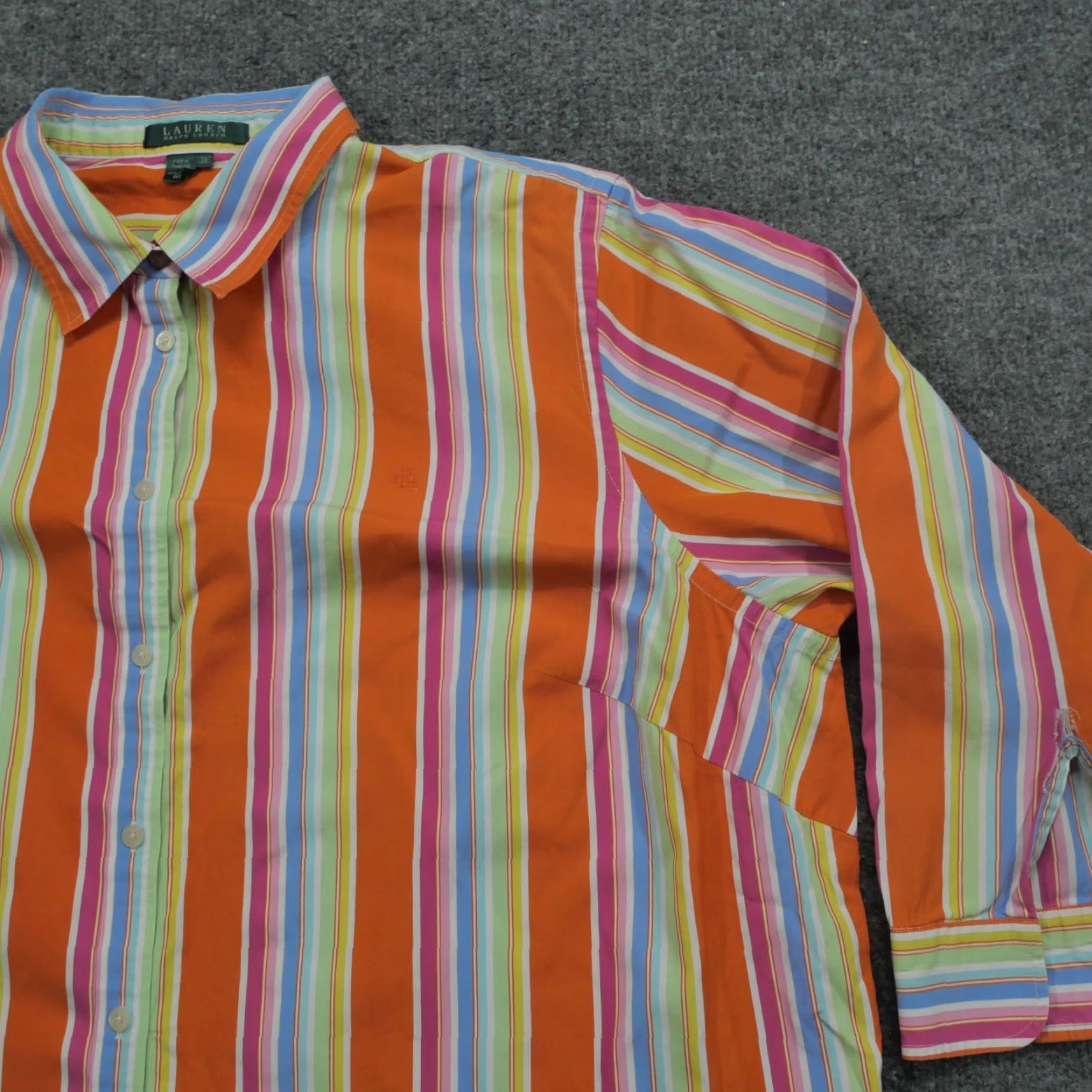 Ralph Lauren Ralph Lauren Shirt Womens 2X Multicolor Striped Button-Up Casual Sleeve 3/4, Collared, Cotton Polyester, Pockets, Plus Size Womens Size XXL / US 16-18 / IT 52-54 - 4 Thumbnail