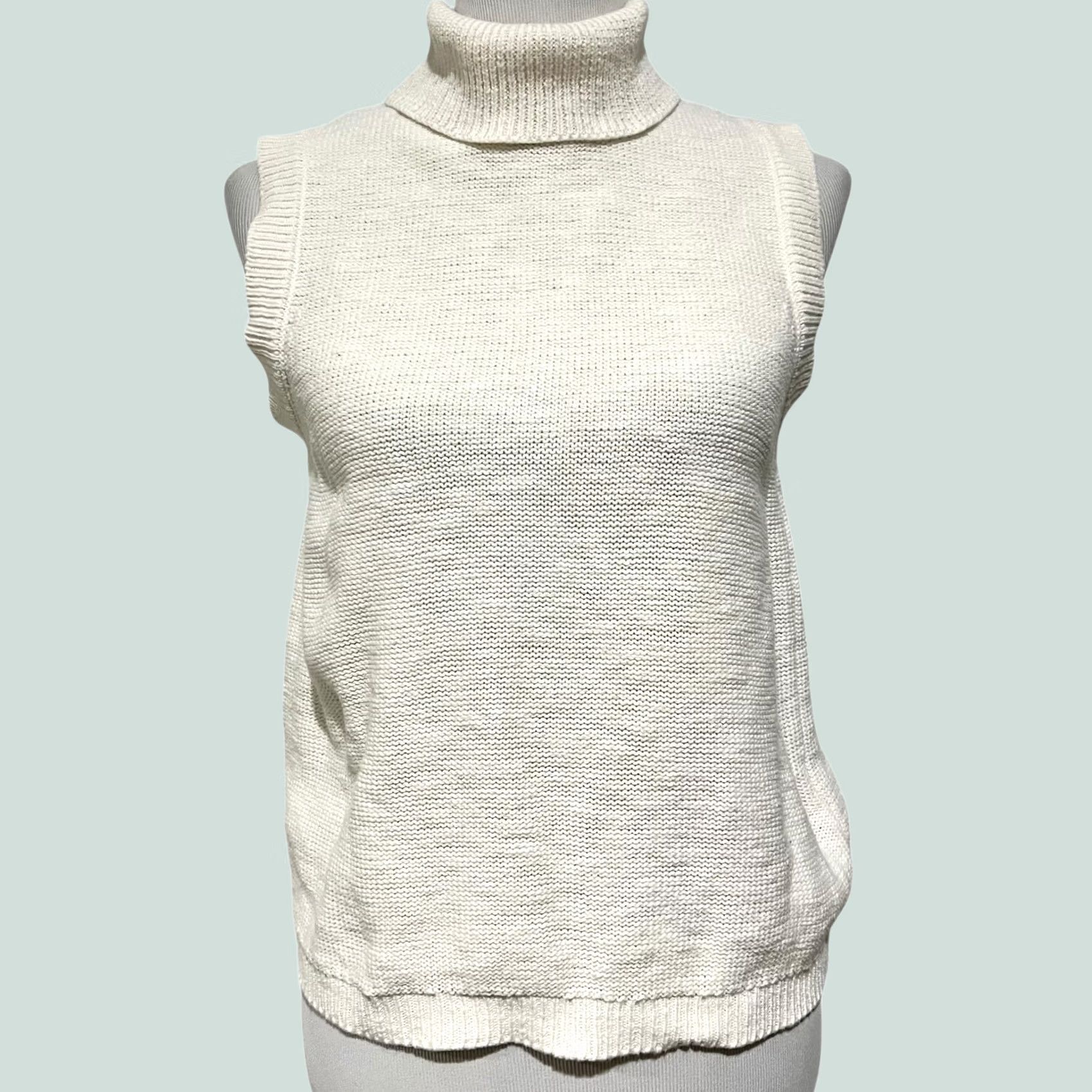 Sanctuary Sanctuary Sleeveless Turtleneck Sweater Ivory 100% Cotton Women’s Size Large Size L / US 10 / IT 46 - 1 Thumbnail