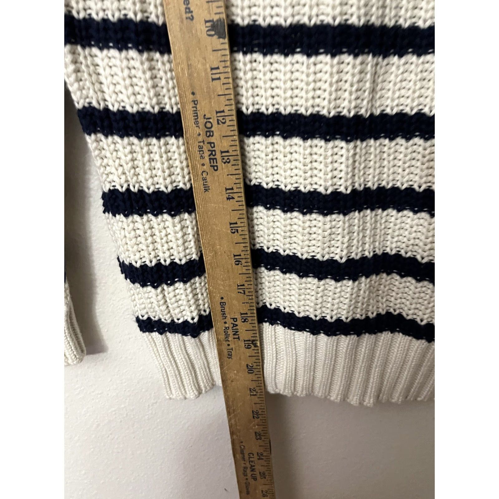 Vintage VINTAGE Aerie Womens Sweater Cardigan Knit Chunky Blue Striped Crew Neck Casual, 100% Cotton, All Seasons, Small Women Size S / US 4 / IT 40 - 4 Thumbnail