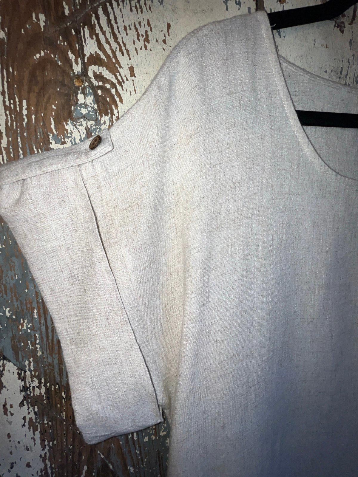 Designer Umgee Linen blend Dress light tan color Medium, fringe hem Size M / US 6-8 / IT 42-44 - 3 Thumbnail