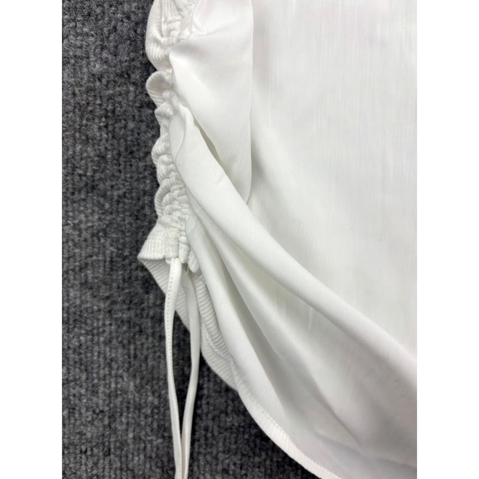B Sides Lola & Sophie Top Women's Medium White Sleeveless Cinch Ruched Sides Lightweight Tank Shirt Size M / US 6-8 / IT 42-44 - 5 Thumbnail