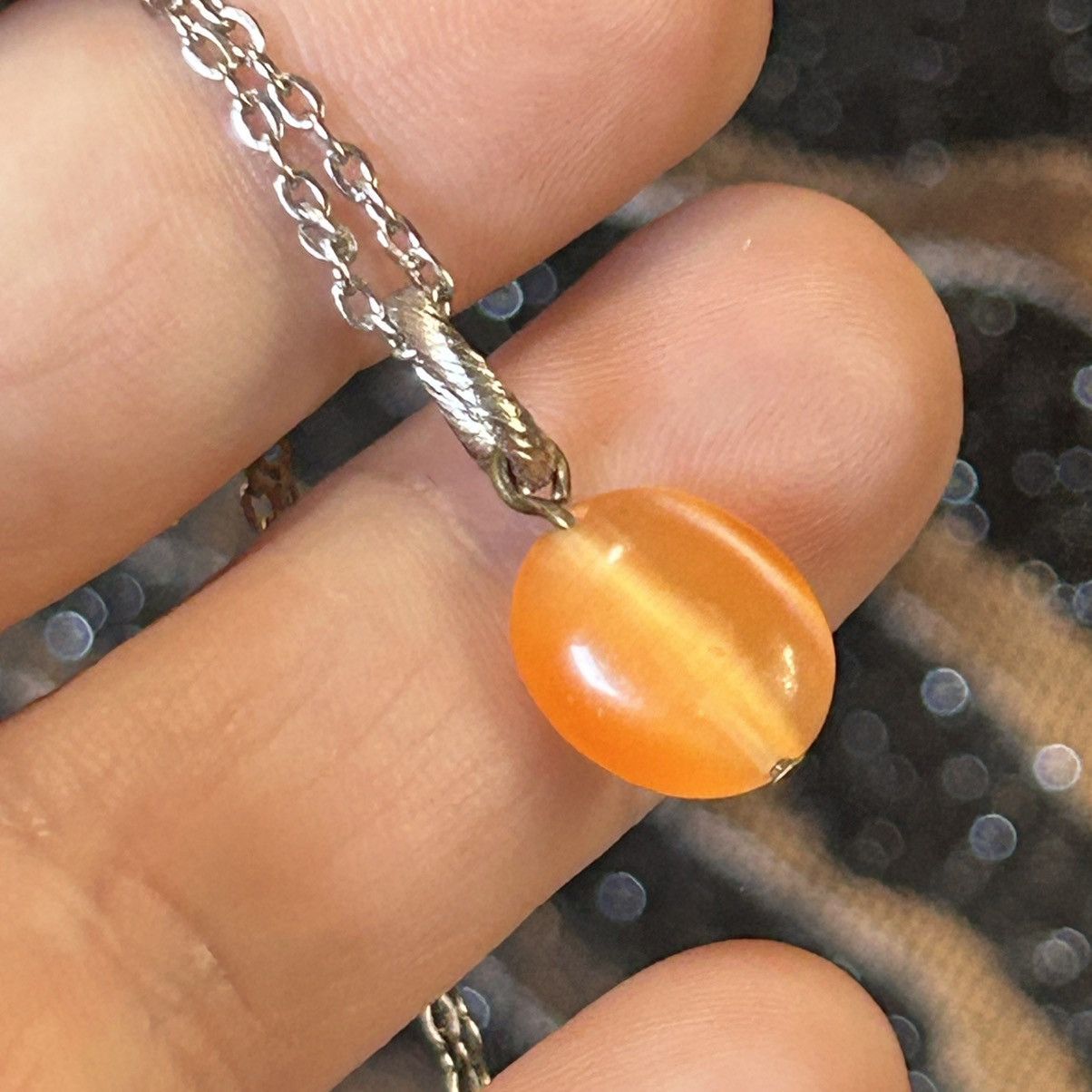 Handmade Handcrafted vintage cat eye glass pendant on chain necklace Size ONE SIZE - 1 Thumbnail