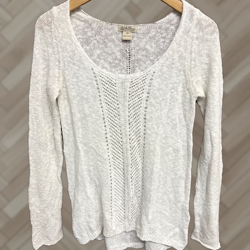 Lucky Brand Lucky Brand Women's Top XS Ivory Long Sleeve Knit V-Neck Blouse Shirt, Casual, Regular Fit Size XS / US 0-2 / IT 36-38 - 1 Thumbnail