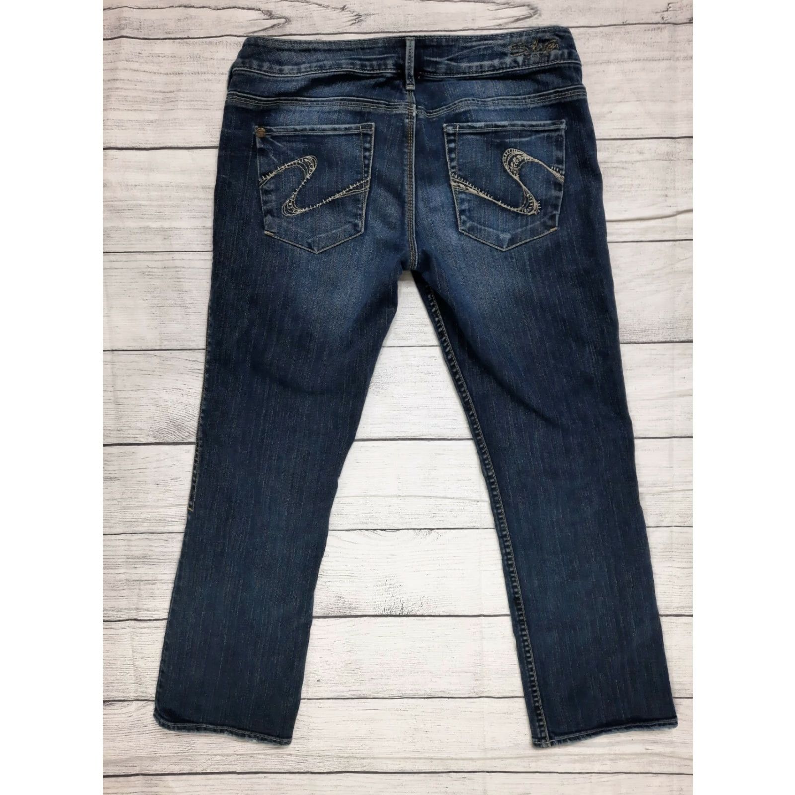 Silver Jeans Co. VINTAGE? Silver Jeans Santorini Capri Womens Size 29 Inseam 25 Capris Denim Stretch Dark Blue M4J Ladies Mens? Size 29" - 6 Thumbnail