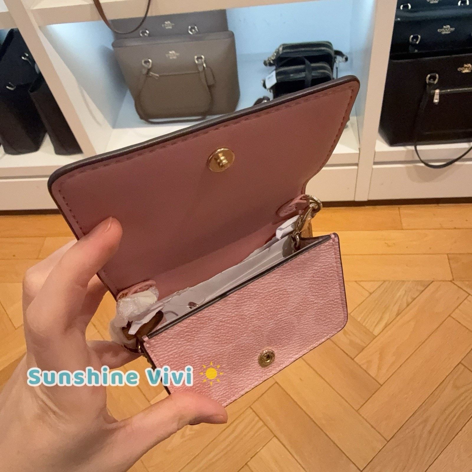 Coach NWT Coach Mini Wallet On A Chain Charms CEF59 Powder Pink Size ONE SIZE - 4 Thumbnail